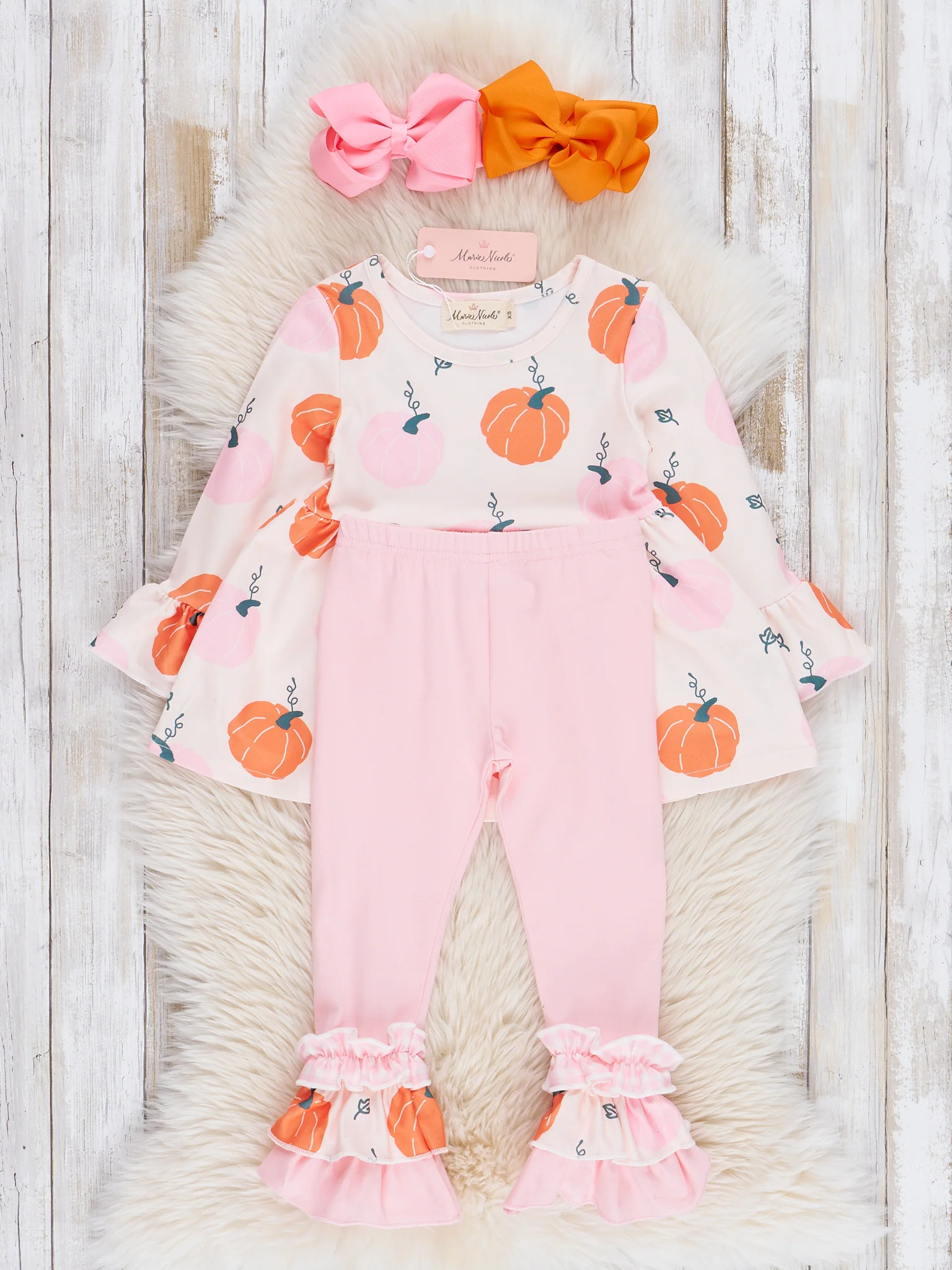 Pink & Orange Sweet Gourds Ruffle Outfit - Image 3