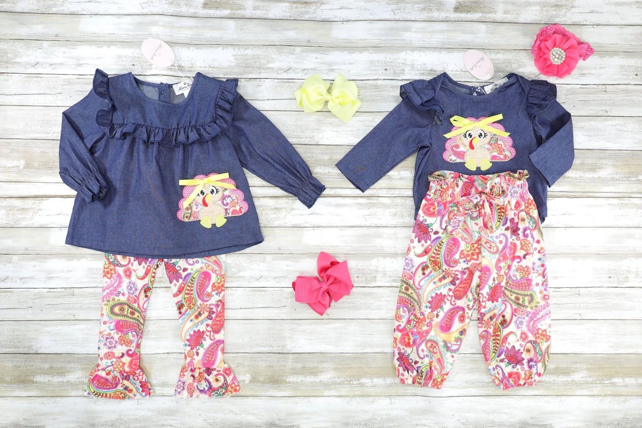 Pink Paisley Turkey Ruffle Outfit - Image 3