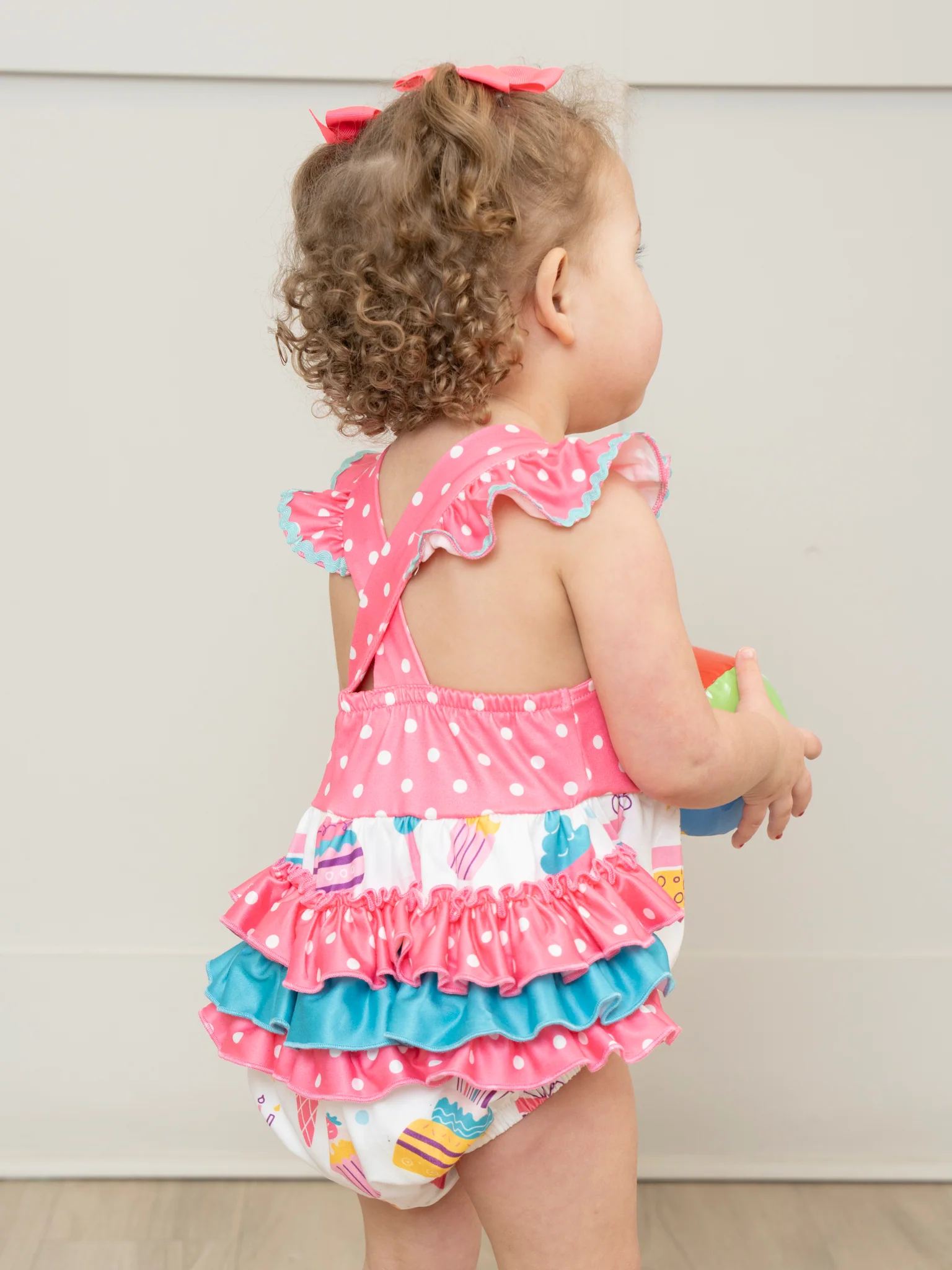 Pink Party Treats Ruffle Bubble Romper - Image 4