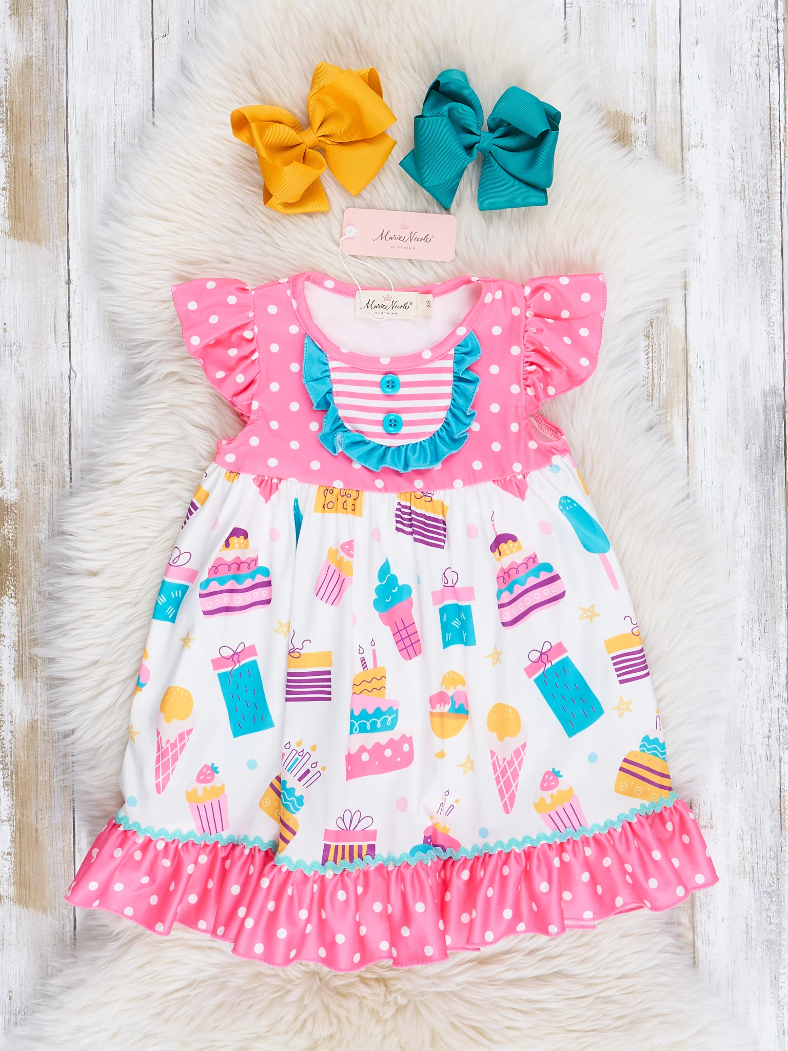 Pink Party Treats Ruffle Dress