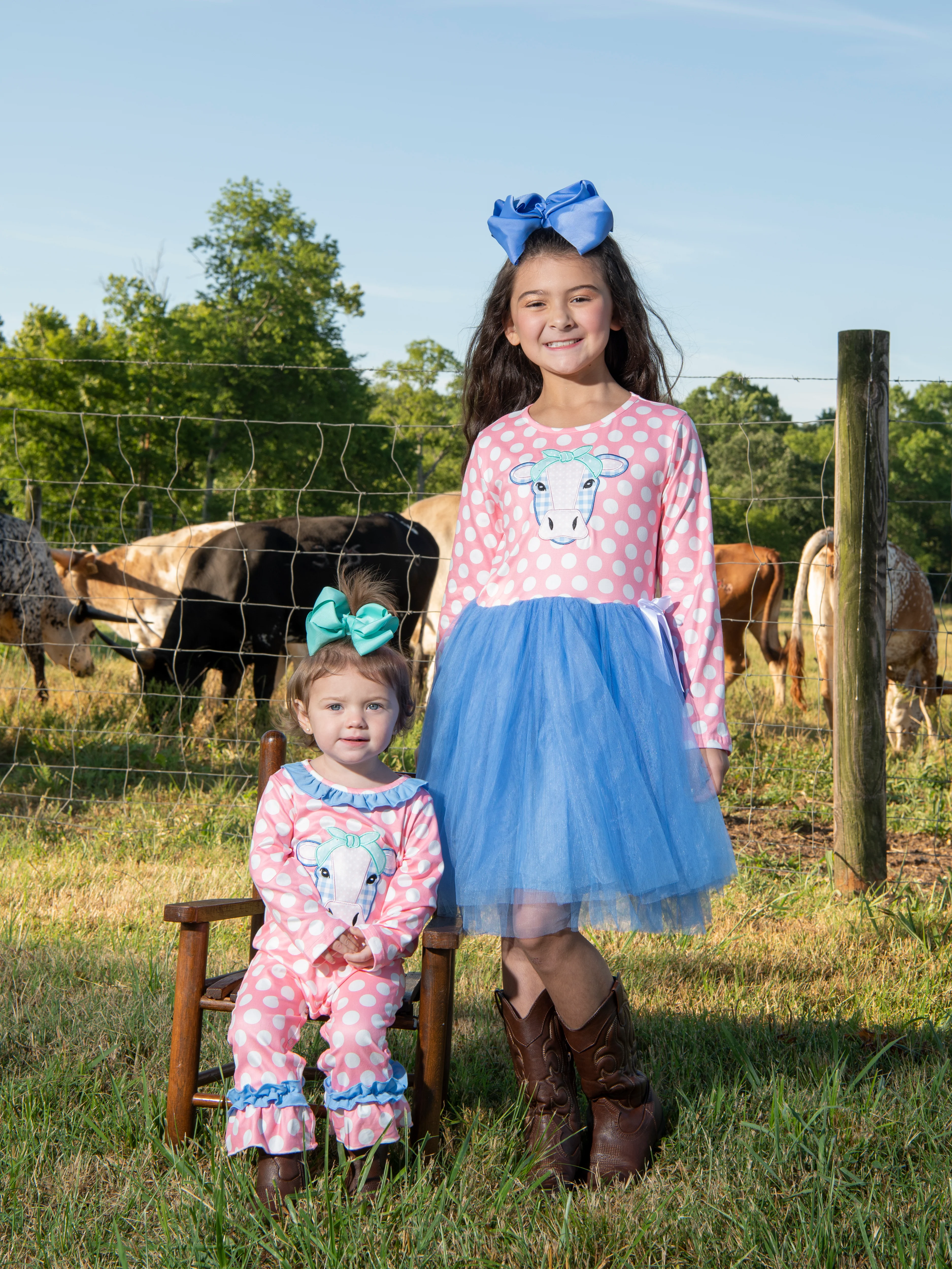 Pink Polka Dot Cow Tulle Dress - Image 2