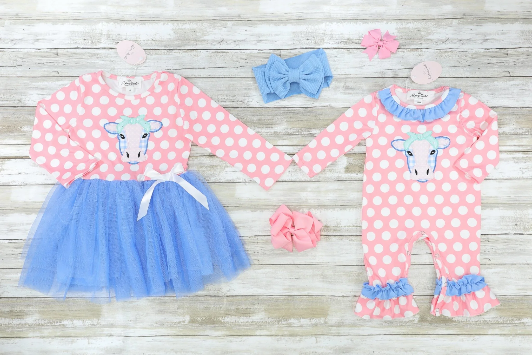 Pink Polka Dot Cow Tulle Dress - Image 4