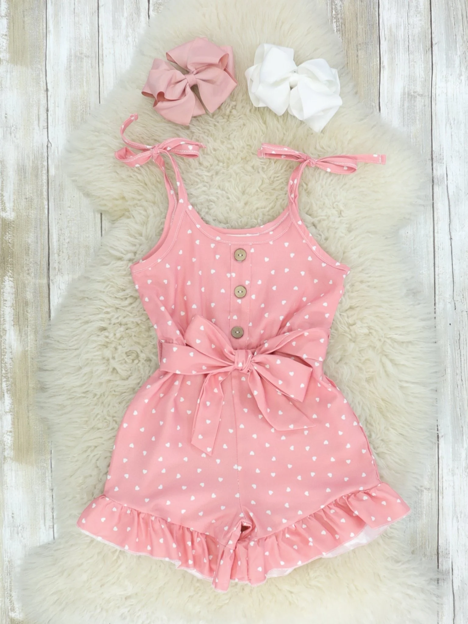Pink Polka Dot Tie Romper