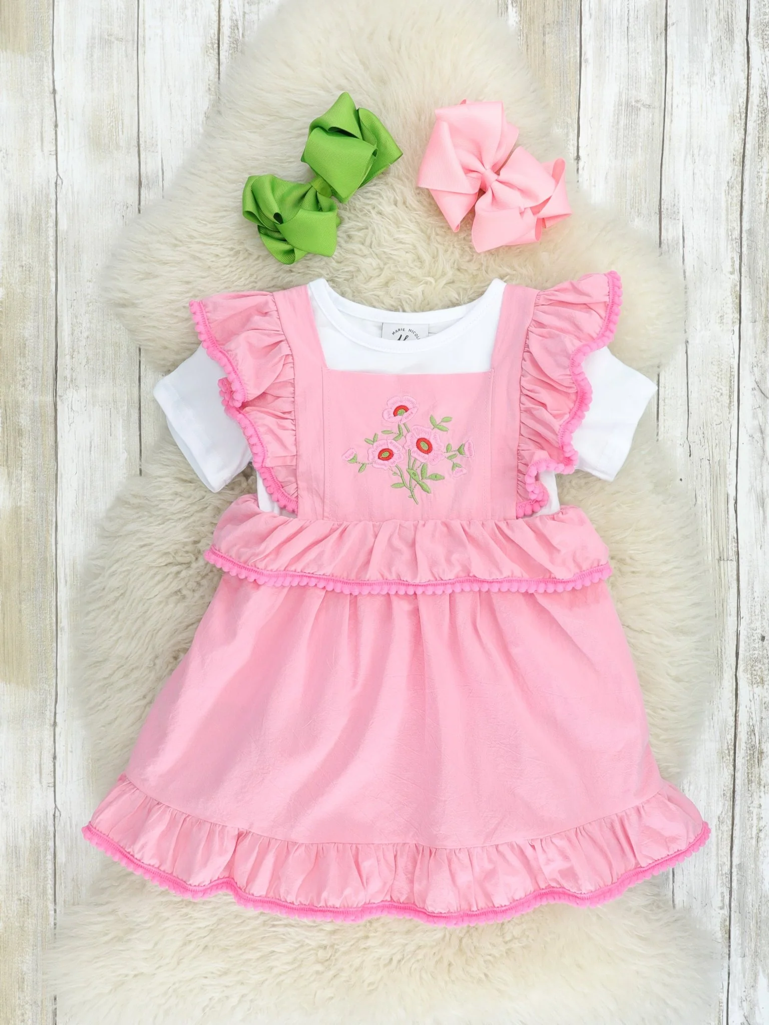 Pink Poppy Flutter Sleeve Ruffle Dress