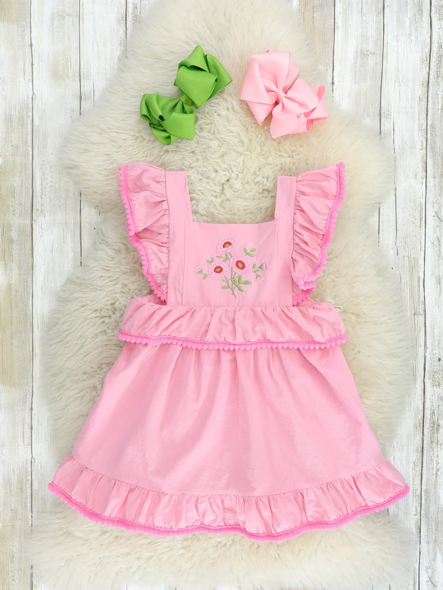 Pink Poppy Flutter Sleeve Ruffle Dress - Image 3