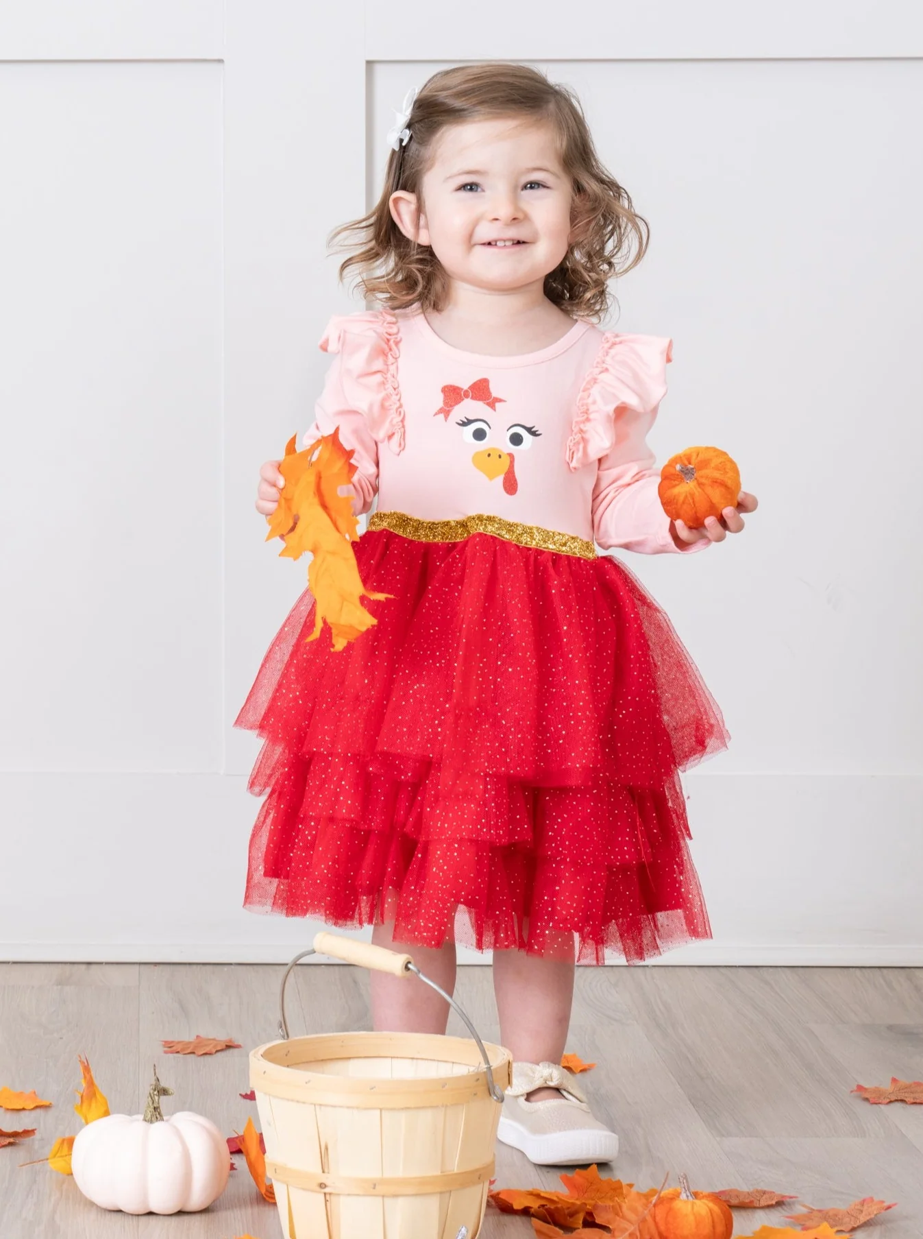 Pink & Red Turkey Tiered Tulle Dress