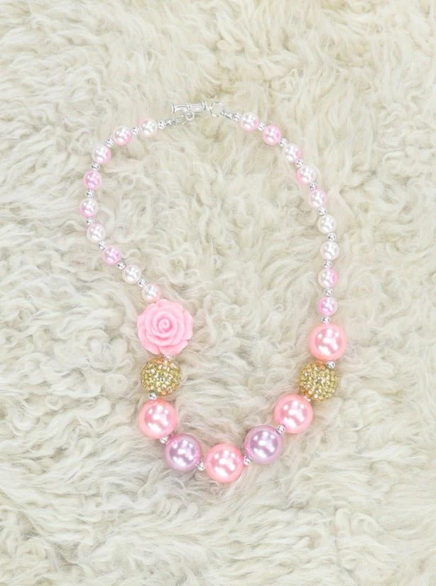 Pink Rose Pearl Bubblegum Necklace