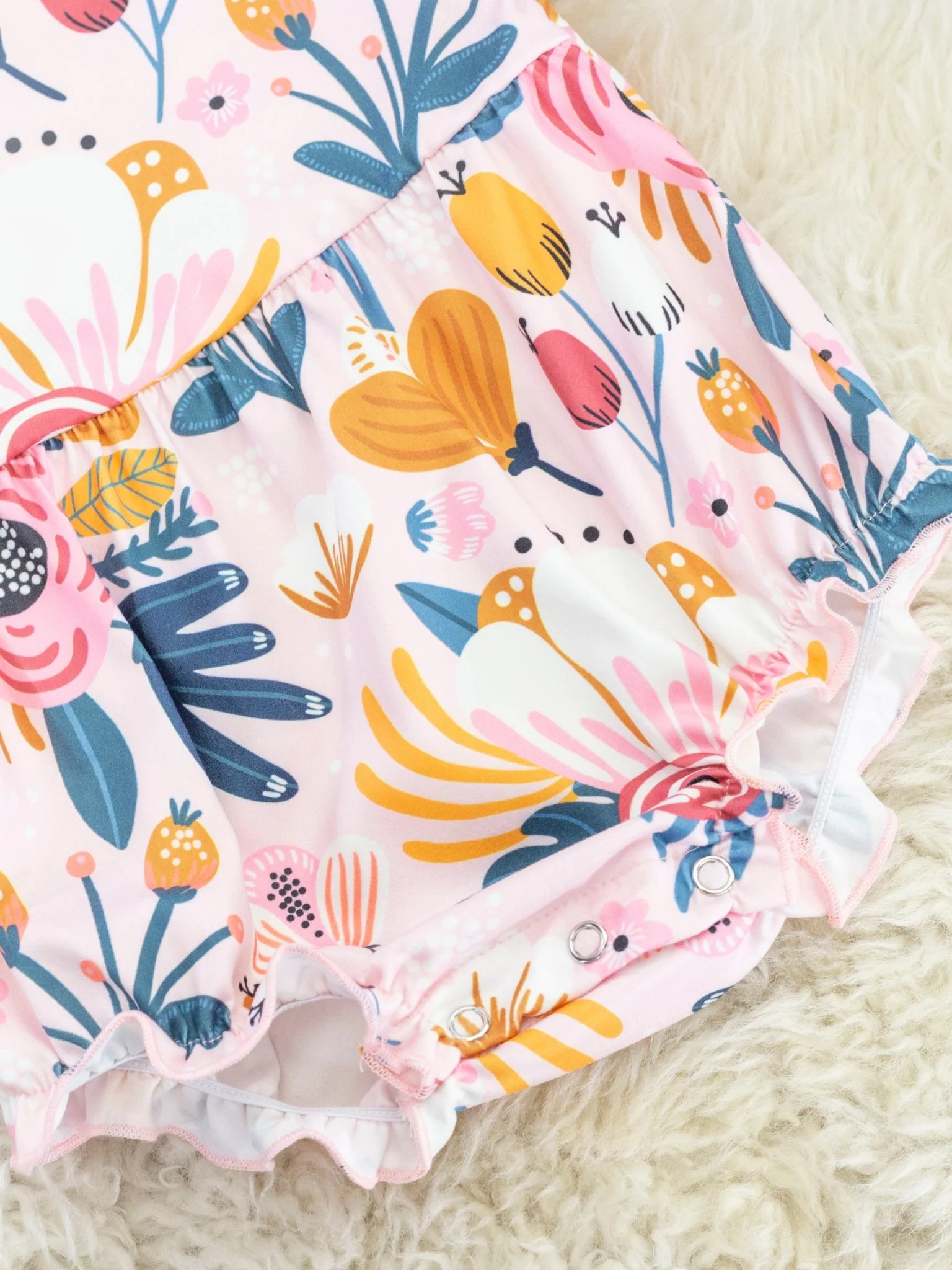 Pink Rose Ruffle Bubble Romper - Image 3