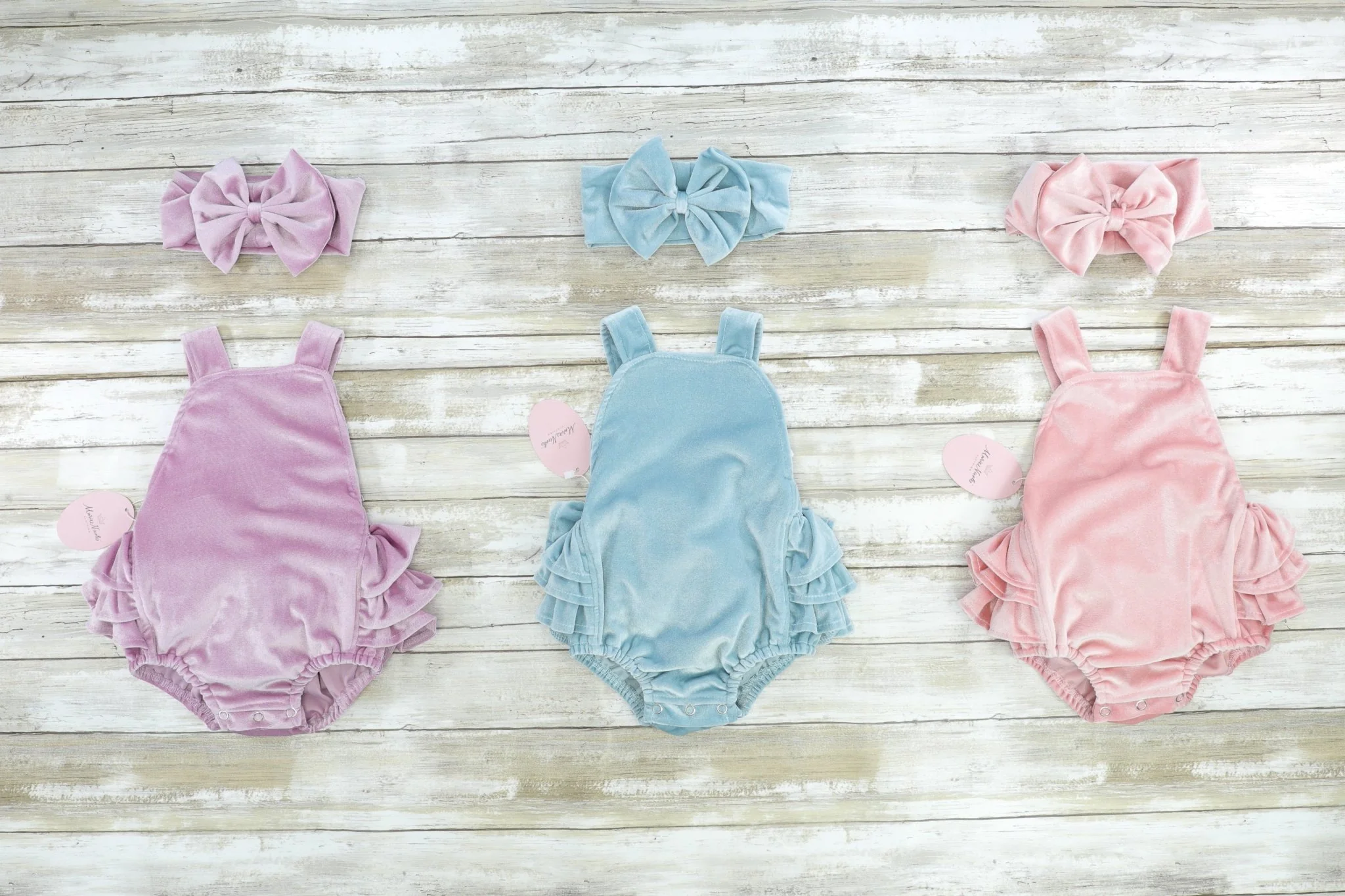 Pink Velvet Ruffle Bubble With Headband - Image 4