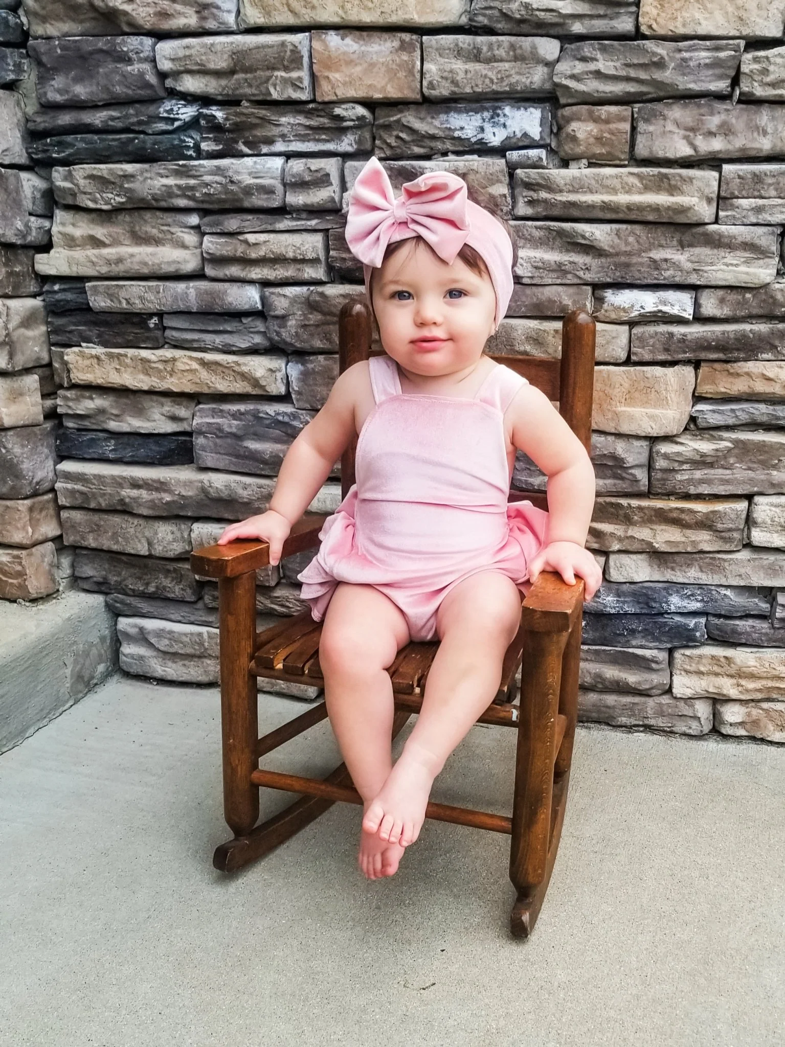 Pink Velvet Ruffle Bubble With Headband - Image 5