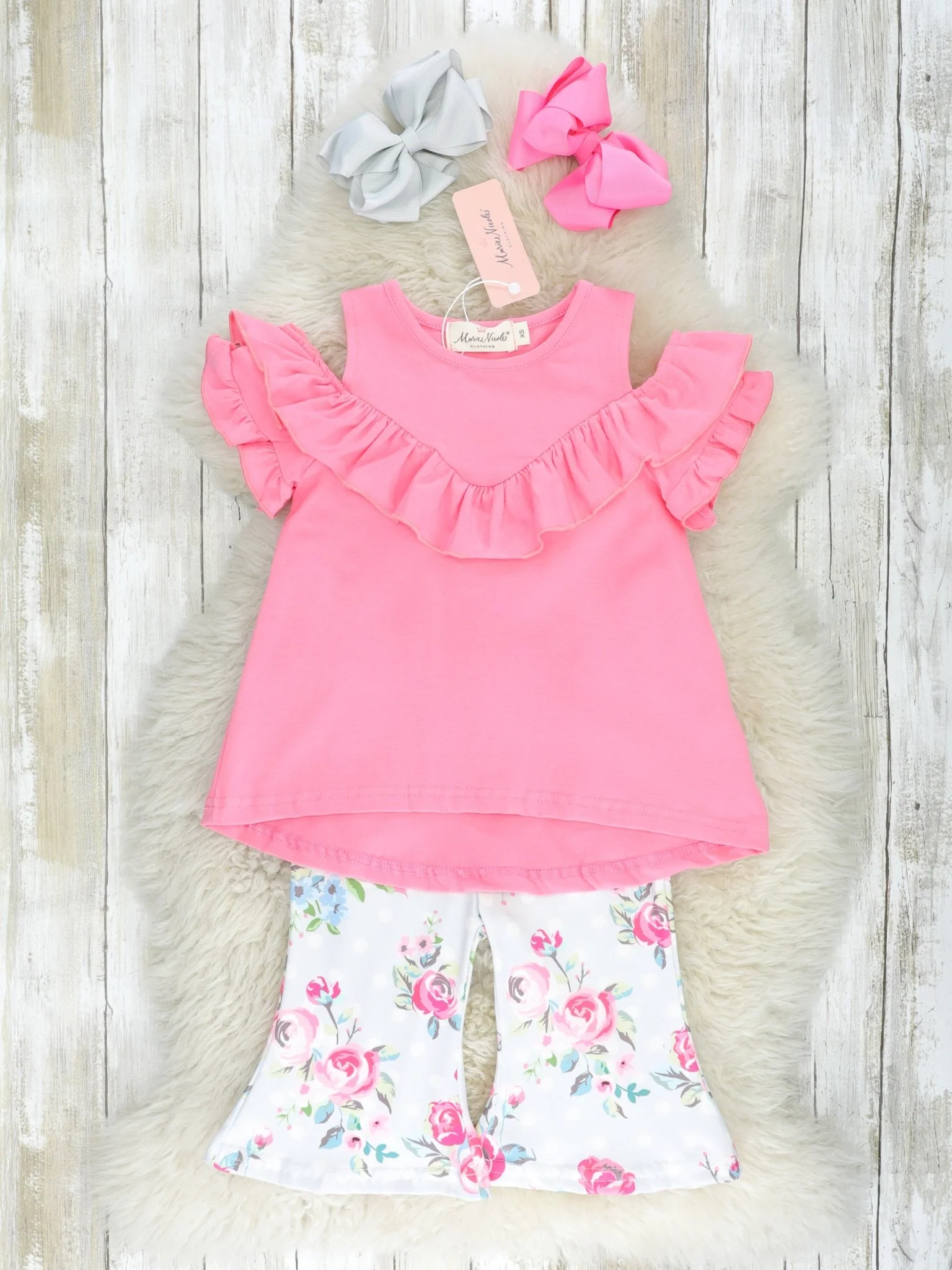 Pink Ruffle Top & Floral Capris