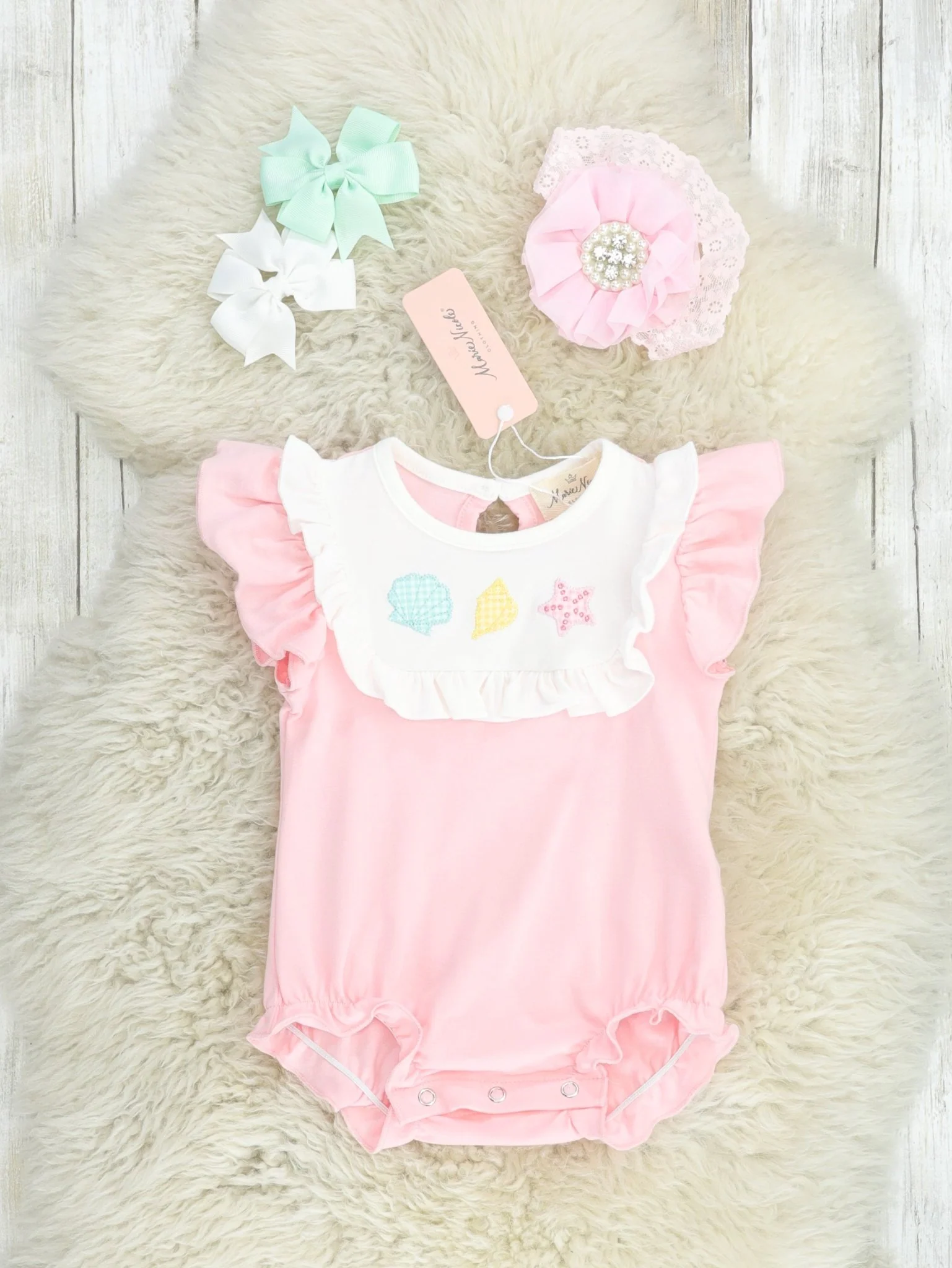 Pink Seashell Bib Collar Romper
