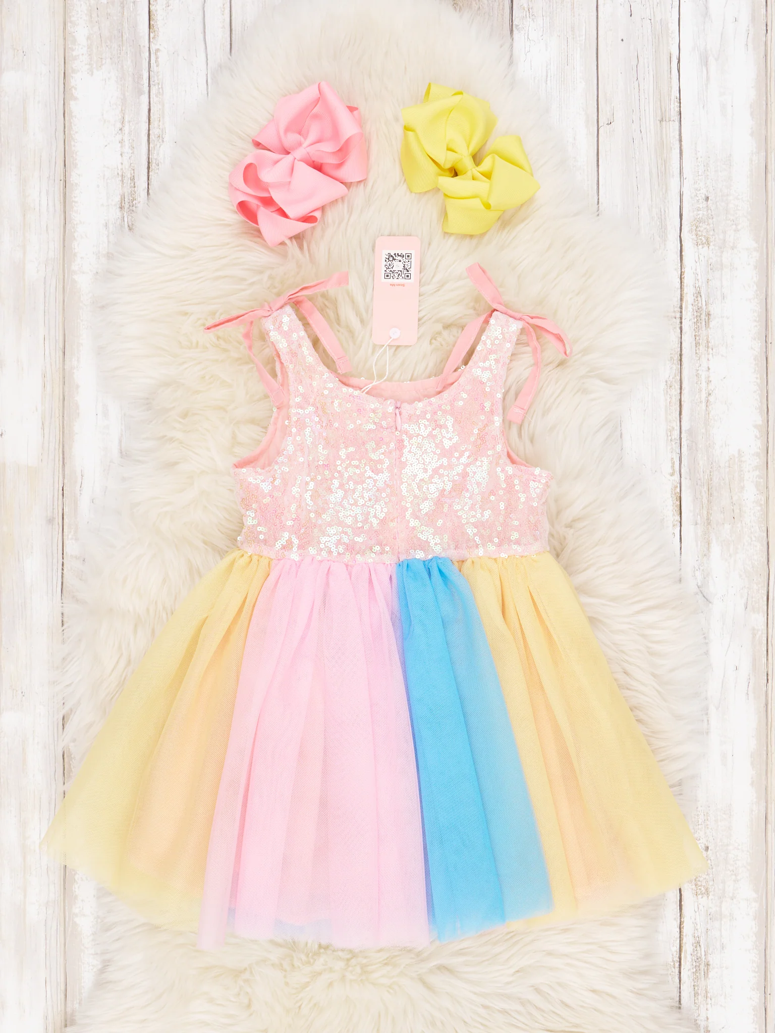 Pink Sequin Rainbow Tulle Dress - Image 2