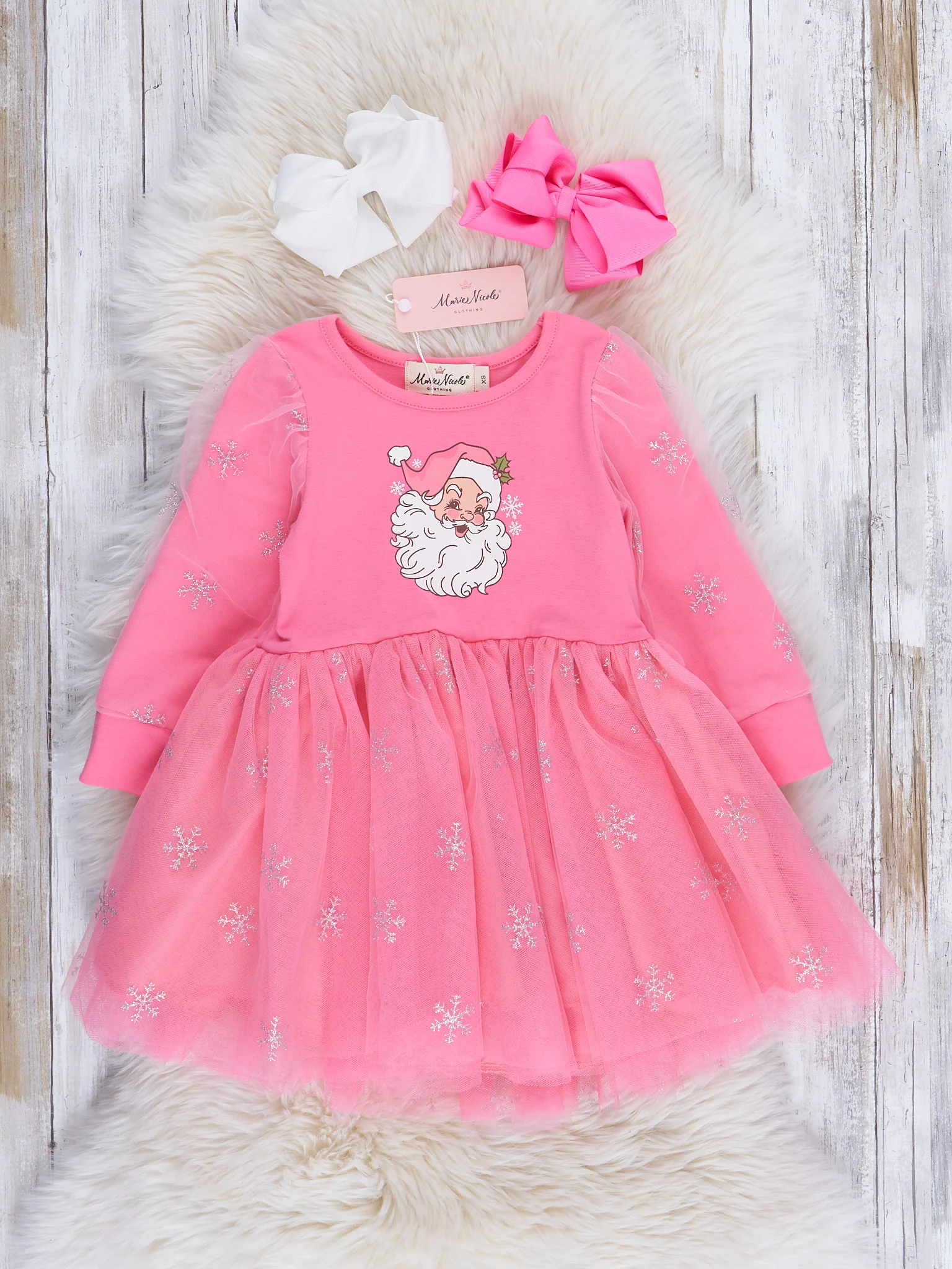 Pink & Silver Sparkle Santa Tulle Dress