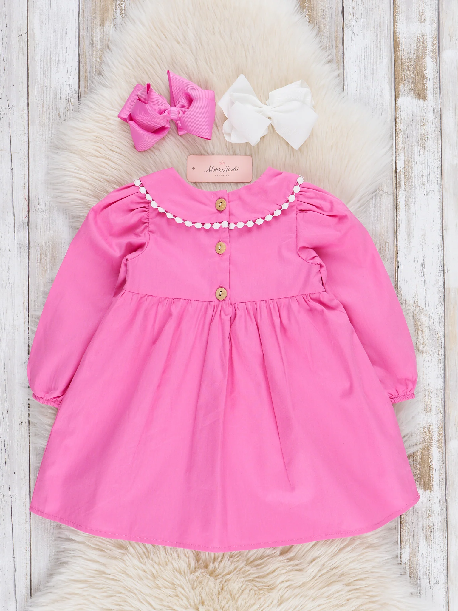 Pink Smocked Ghosts Ruffle Dress - Image 3