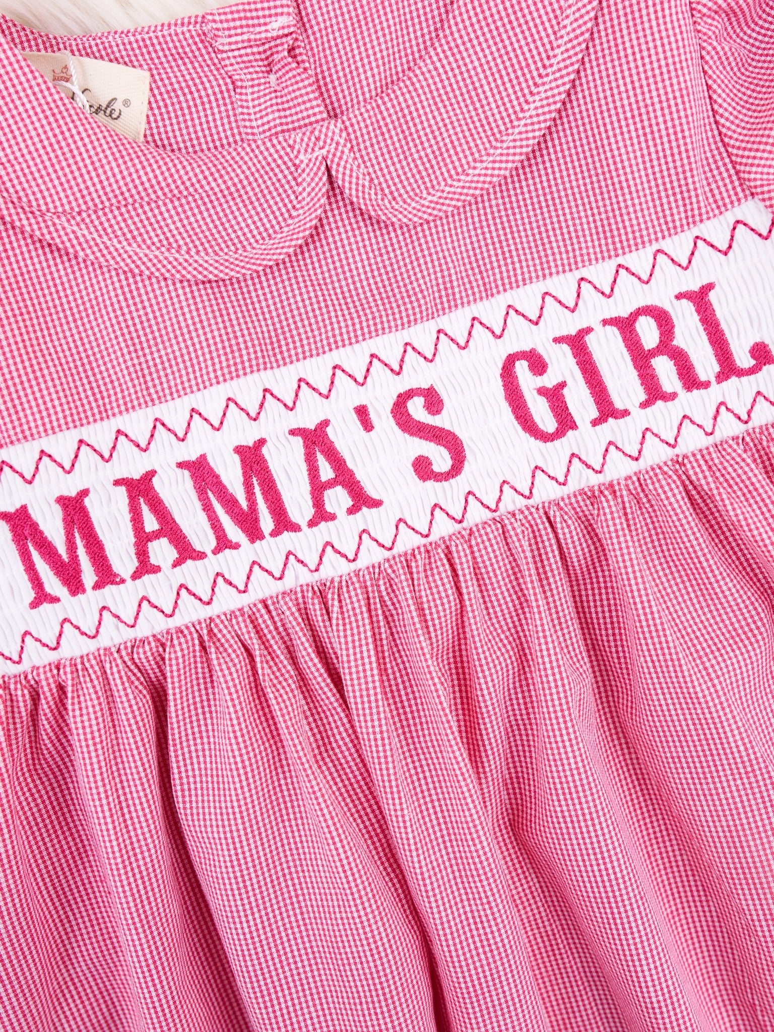 Pink Smocked "Mama's Girl" Vintage Dress - Image 3