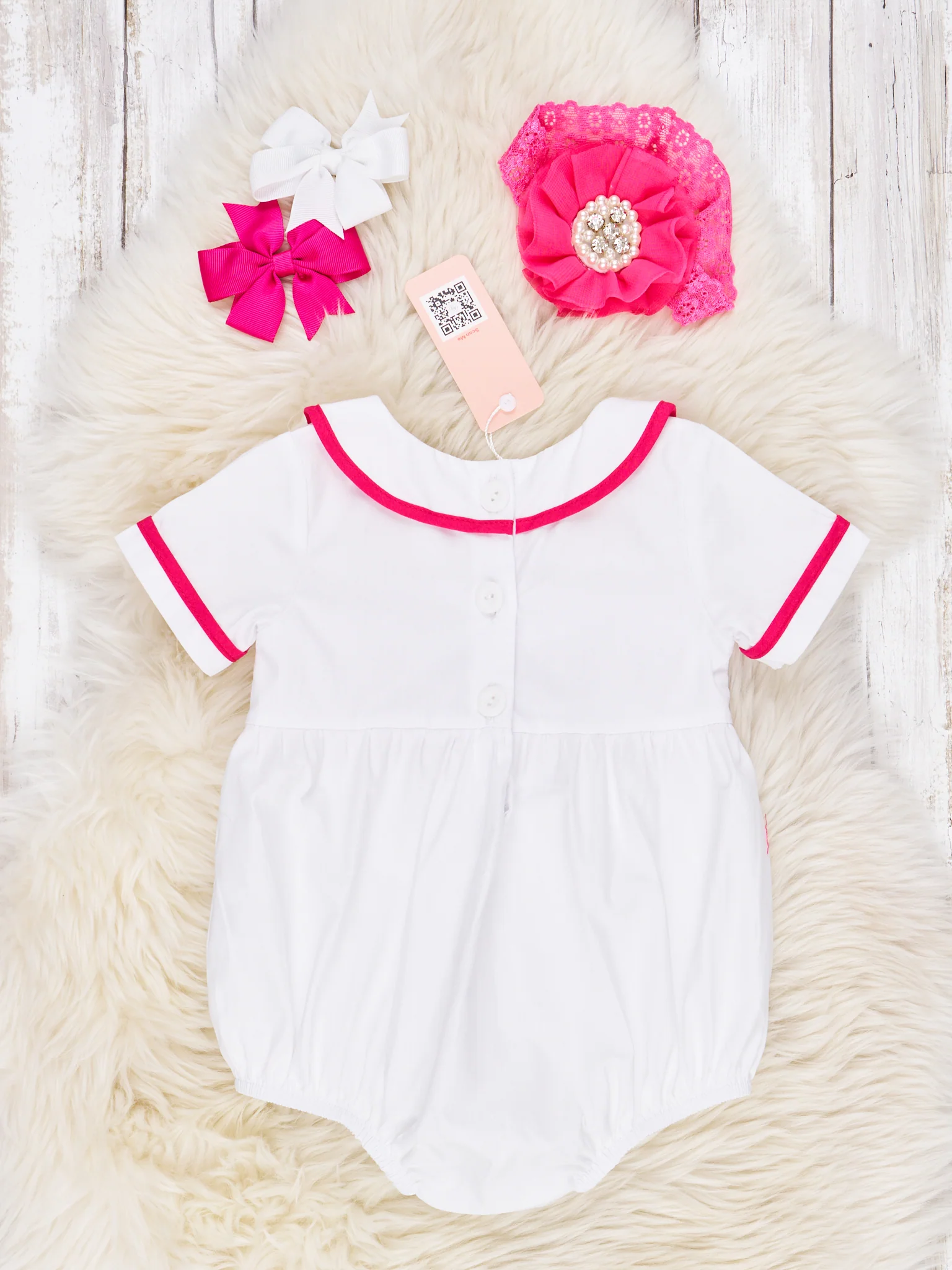 Pink Smocked "Mama's Girl" Vintage Romper - Image 2