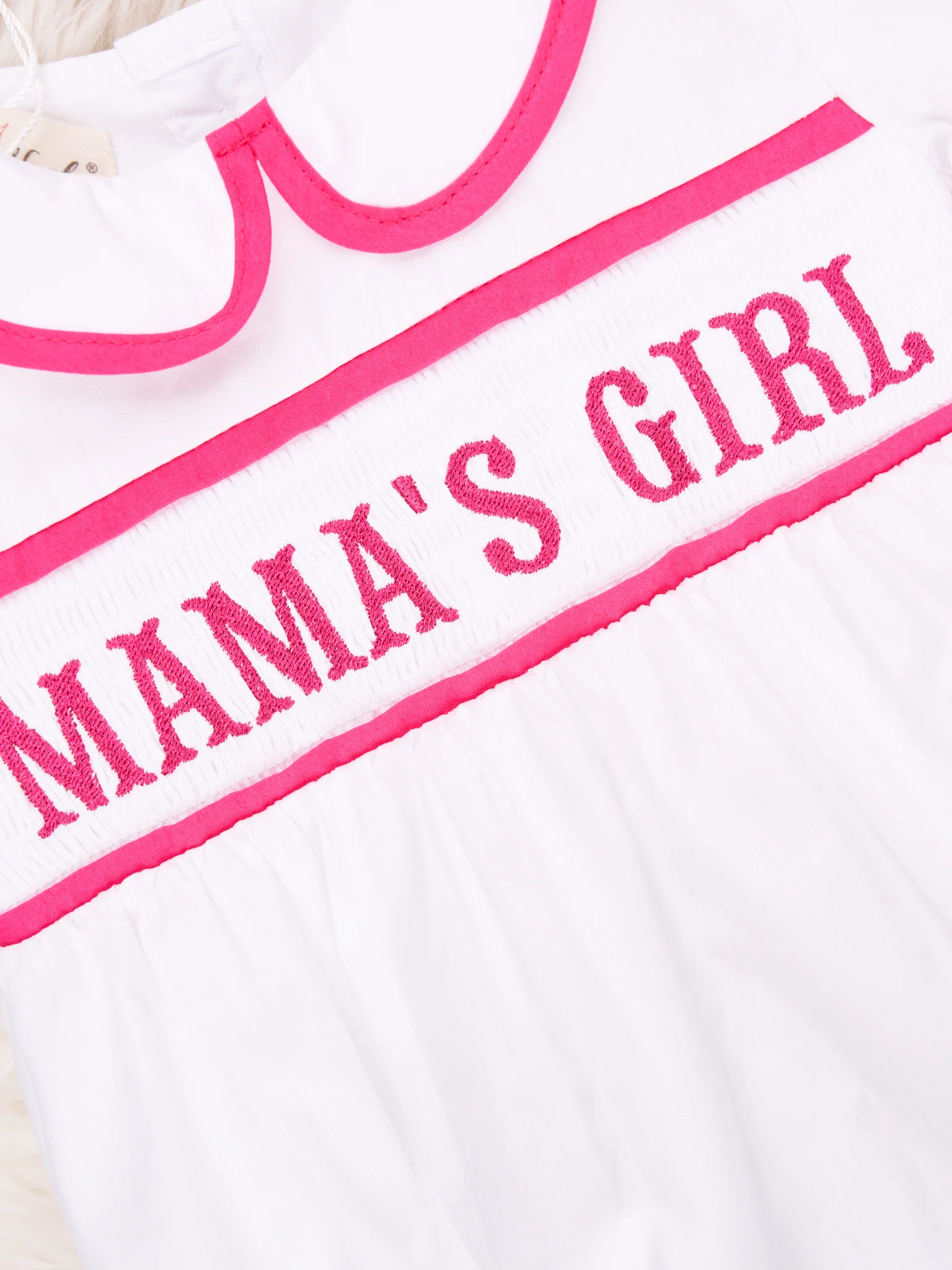 Pink Smocked "Mama's Girl" Vintage Romper - Image 3