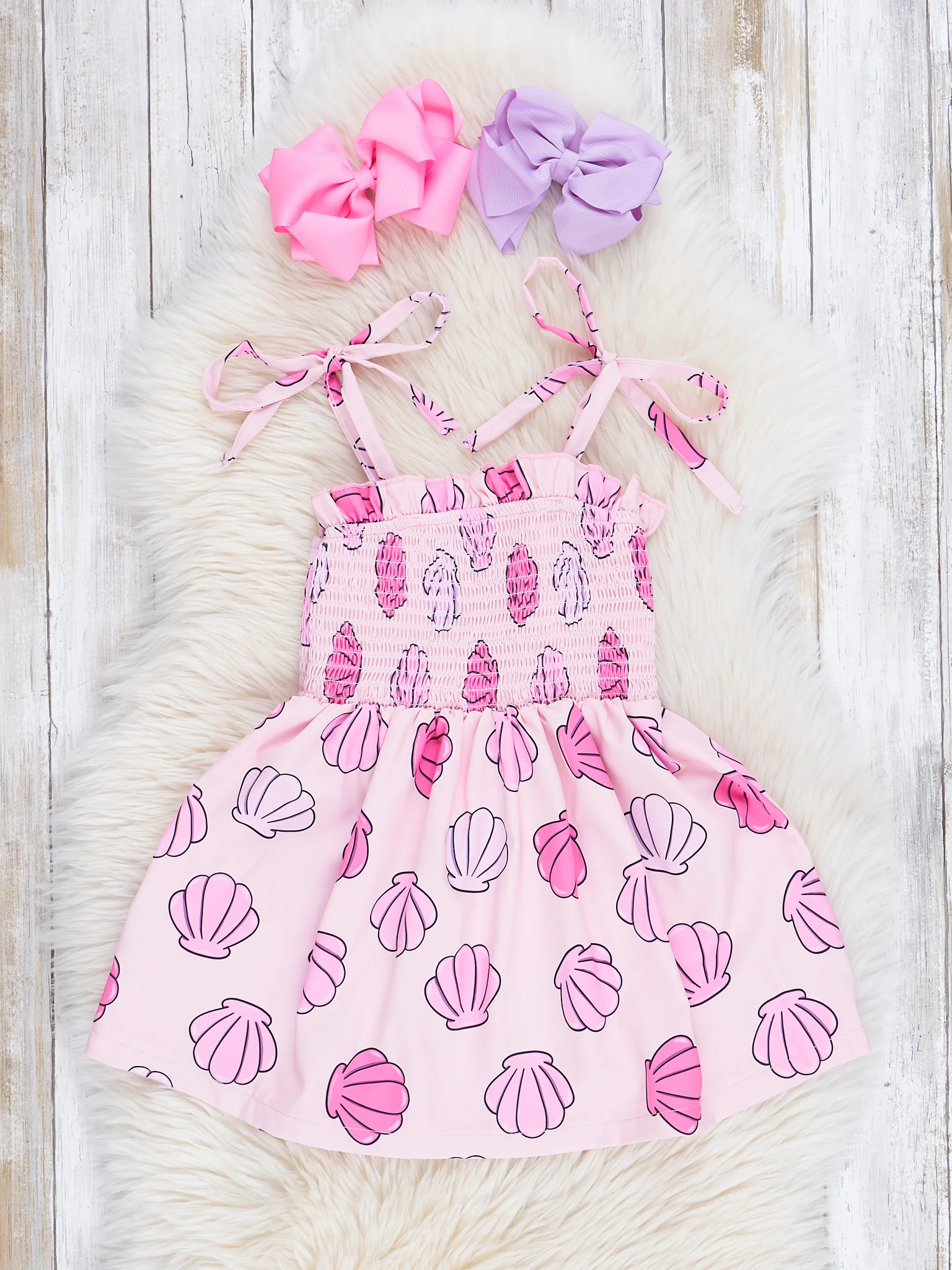 Pink Smocked Seashells Dress