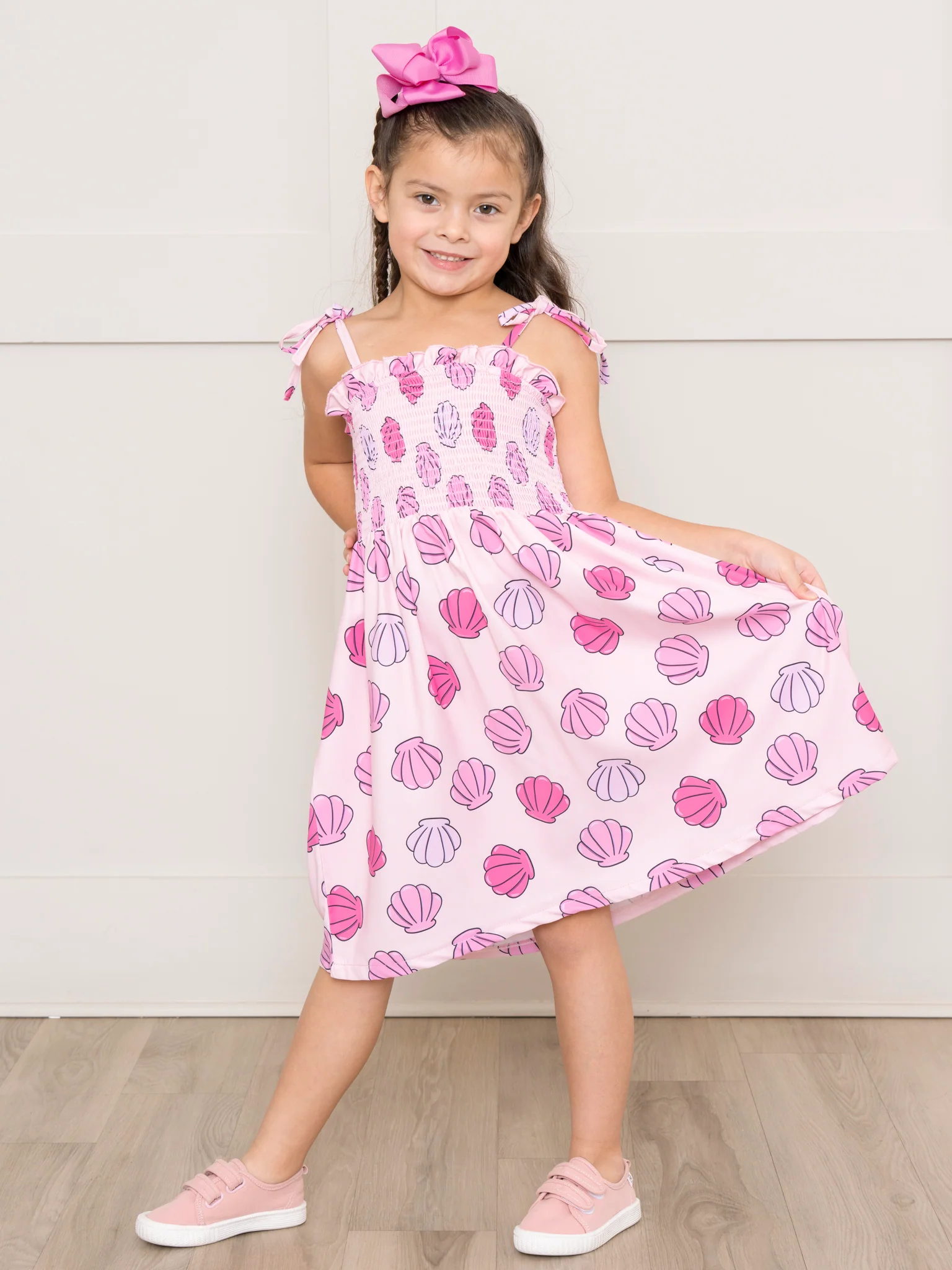 Pink Smocked Seashells Dress - Image 3