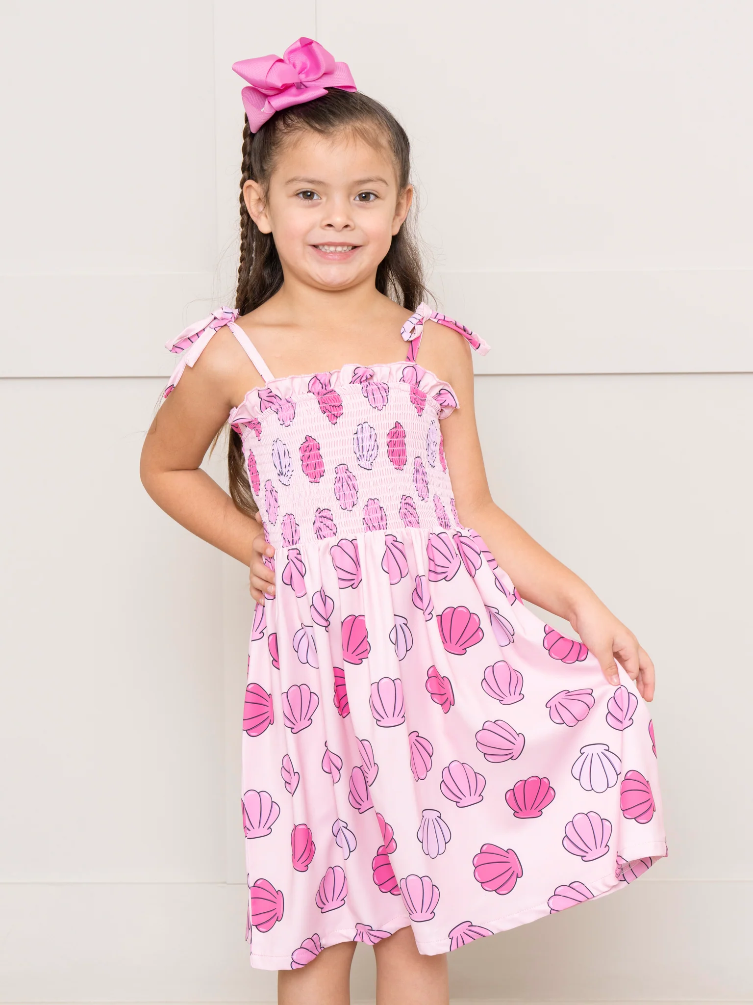 Pink Smocked Seashells Dress - Image 4