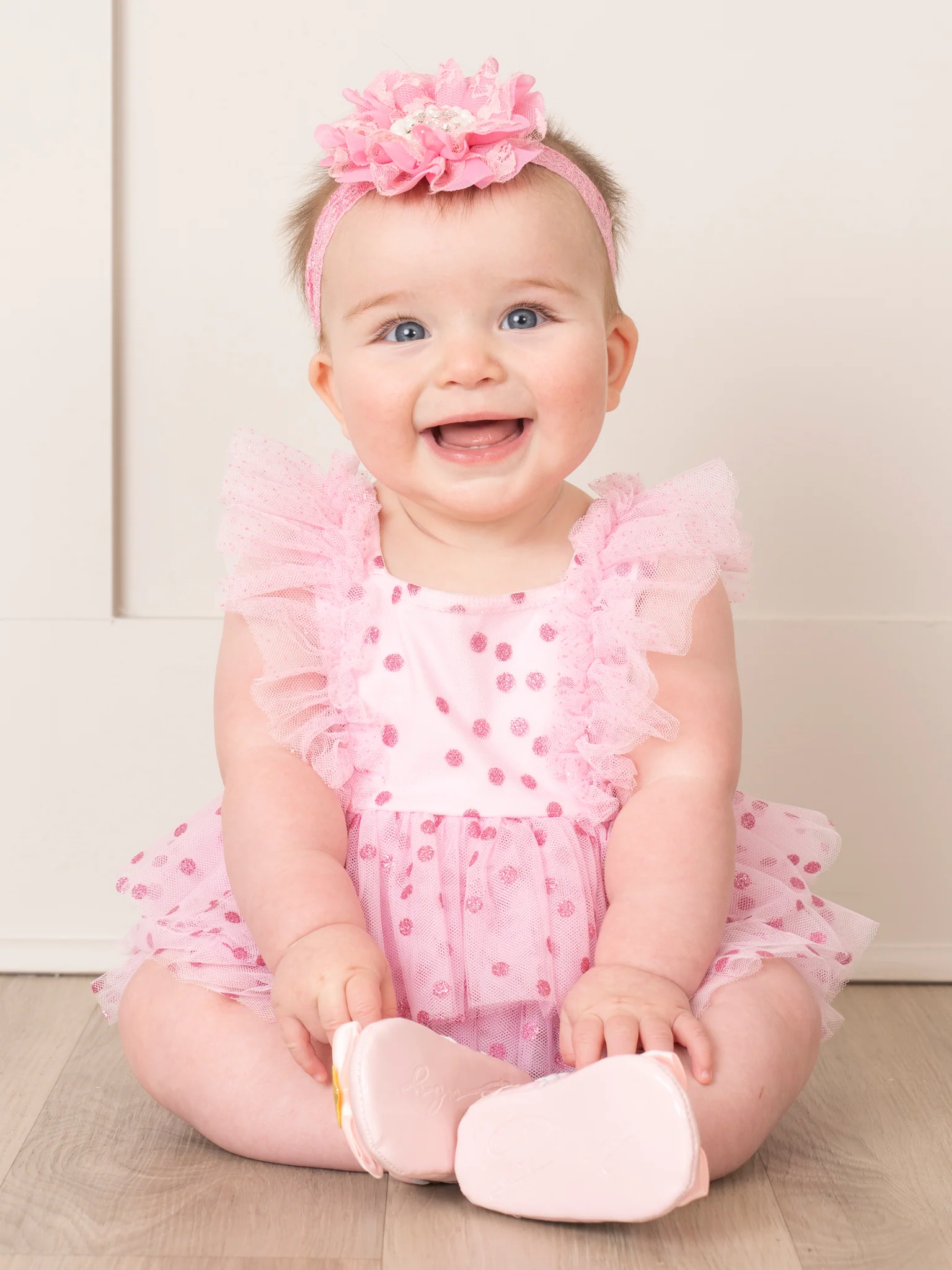 Pink Sparkle Dots Cupcake Tulle Bubble Romper - Image 4