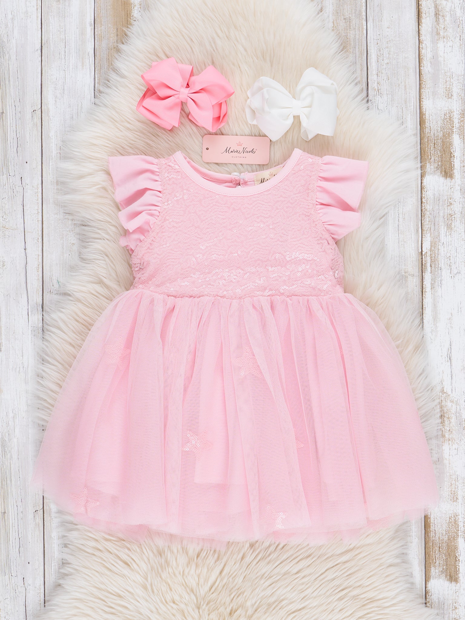 Pink Starry Flutter Tulle Dress