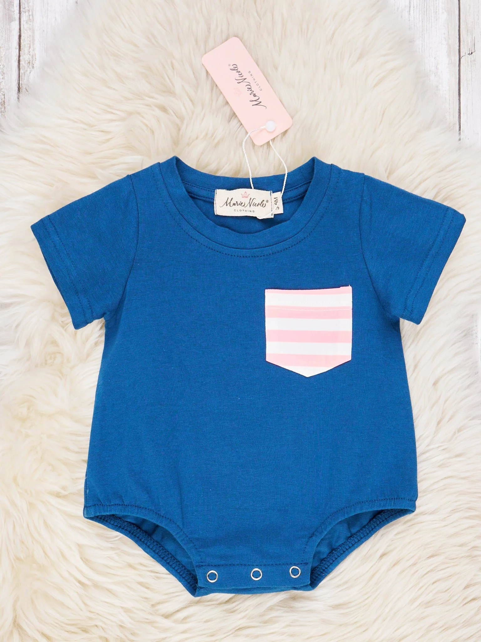 Pink Stripe Pocket Romper