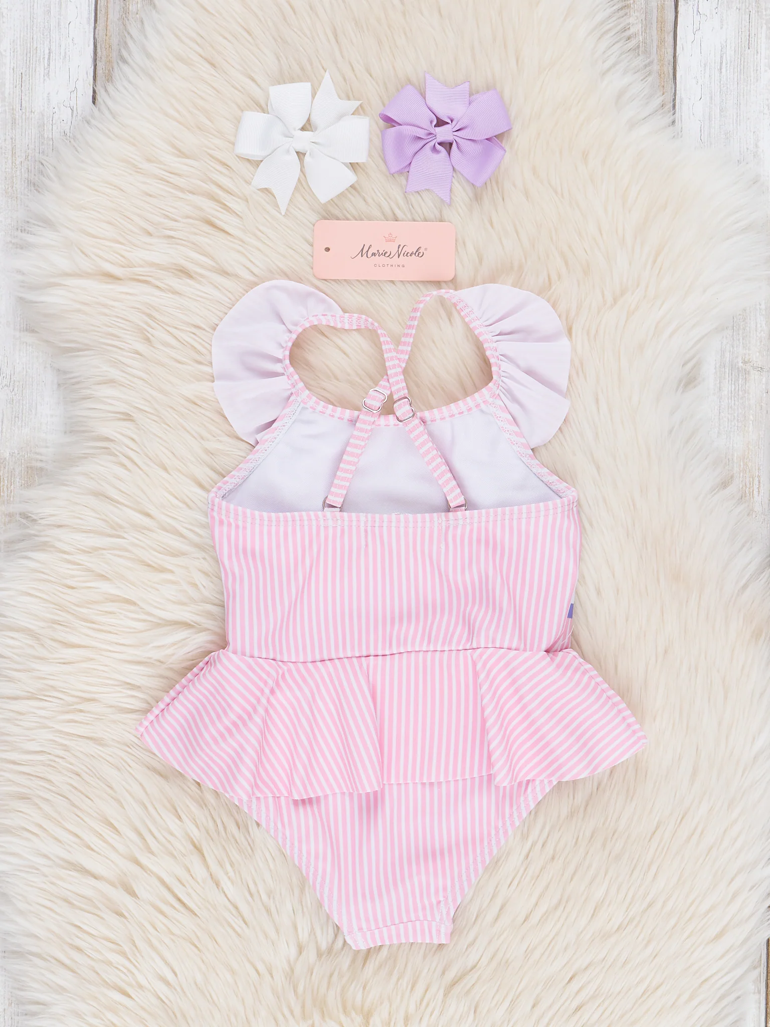 Pink Striped Octopus Swimsuit - Image 2