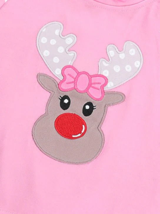 Pink Striped Reindeer Pajamas - Image 3