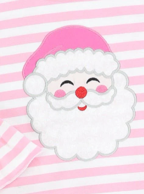 Pink Striped Santa Ruffle Dress - Image 2