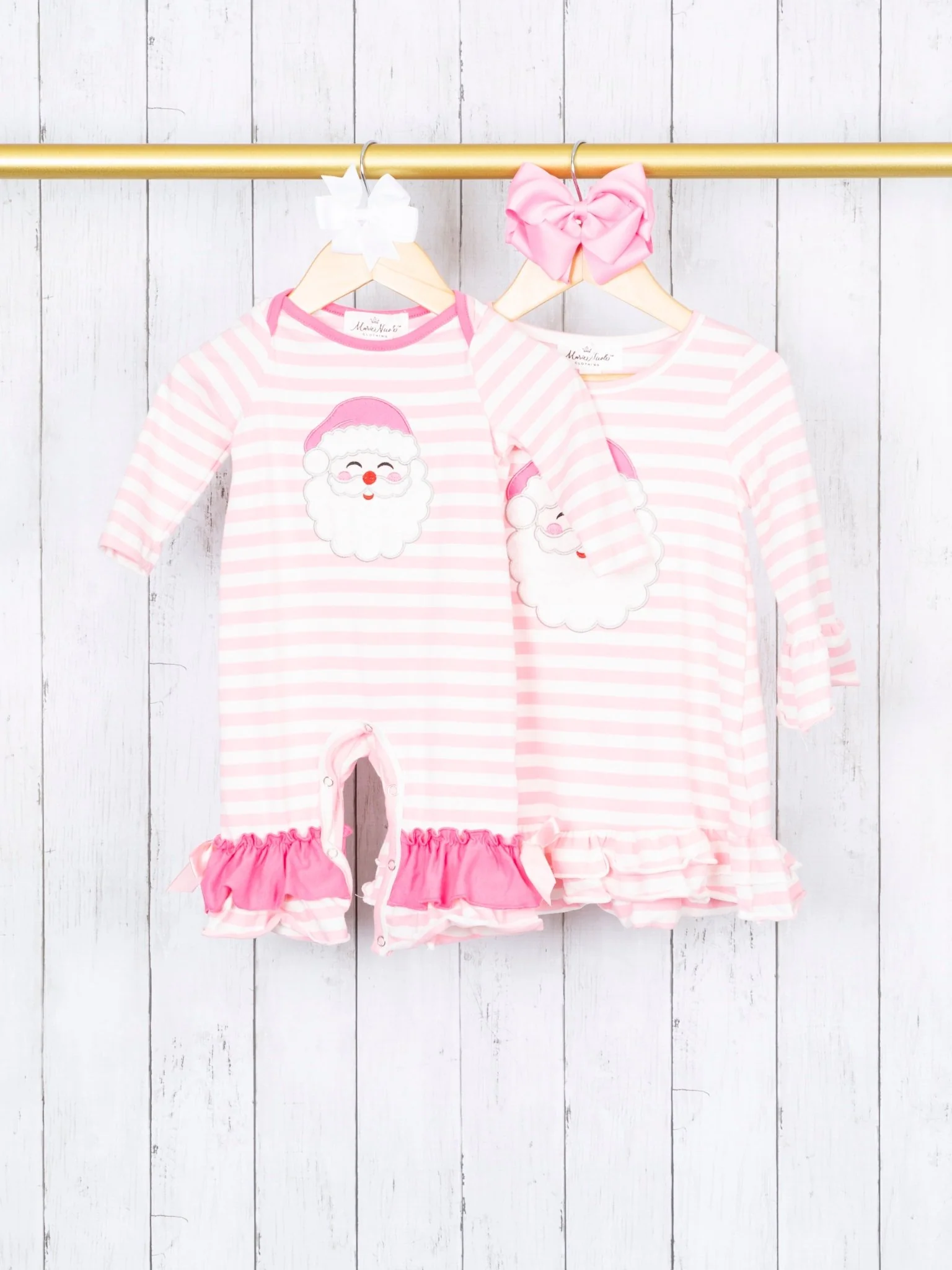 Pink Striped Santa Ruffle Dress - Image 3