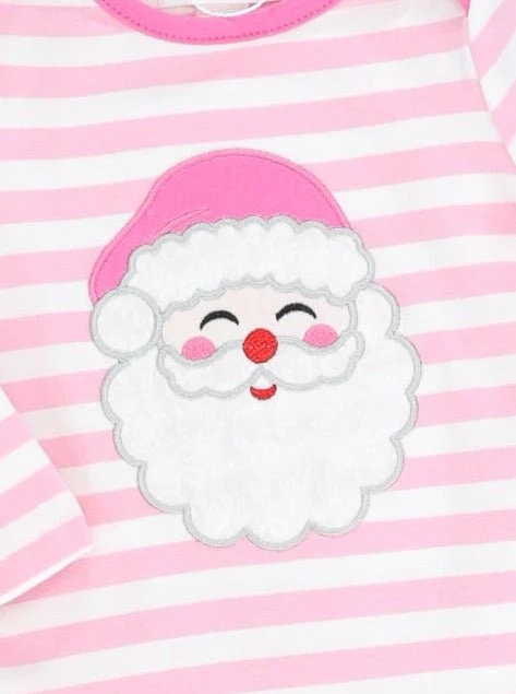 Pink Striped Santa Ruffle Romper - Image 2