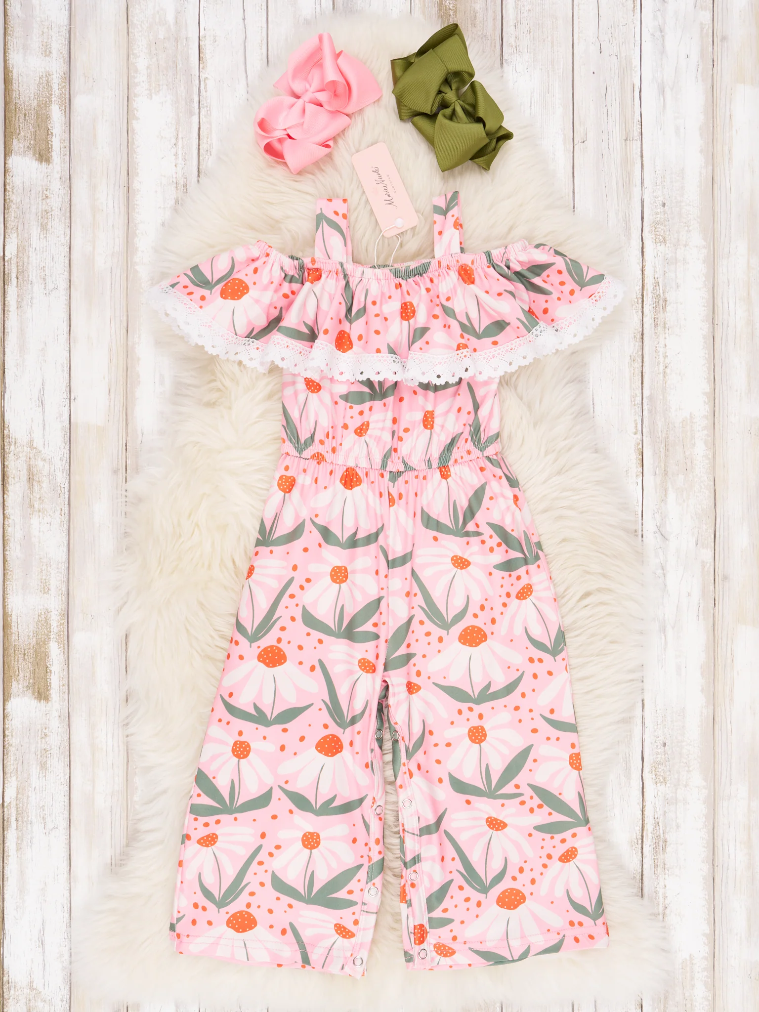 Pink Summer Daisy Ruffle Jumpsuit