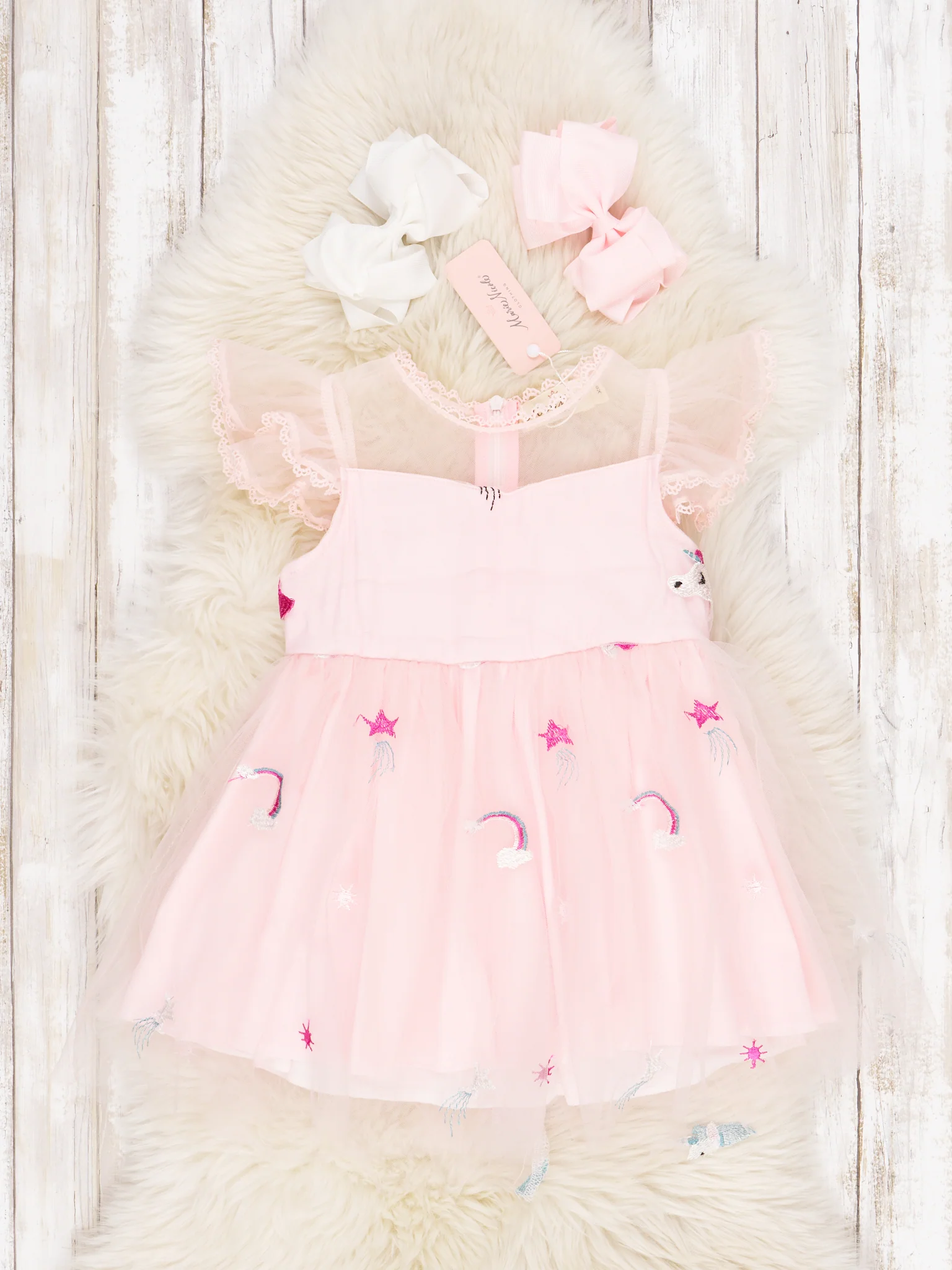 Pink Tulle Unicorn Ruffle Dress