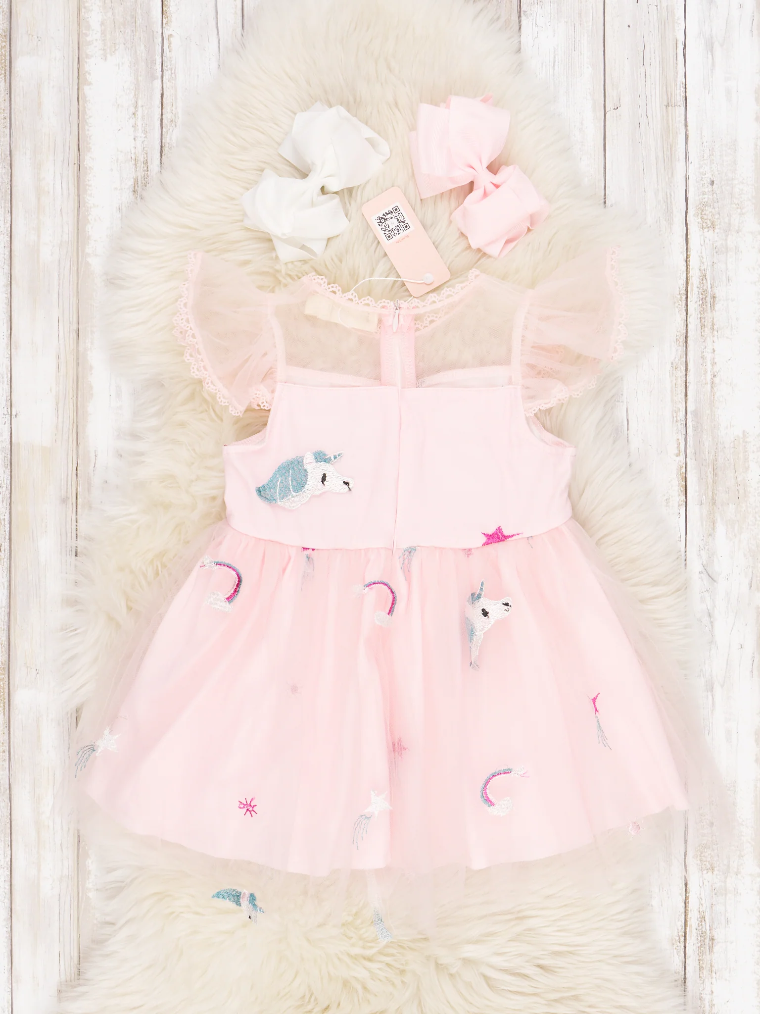 Pink Tulle Unicorn Ruffle Dress - Image 2