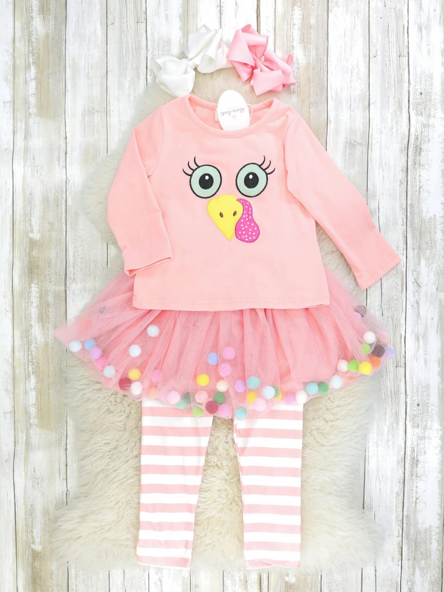 Pink Turkey Pom Pom 3 Piece Set