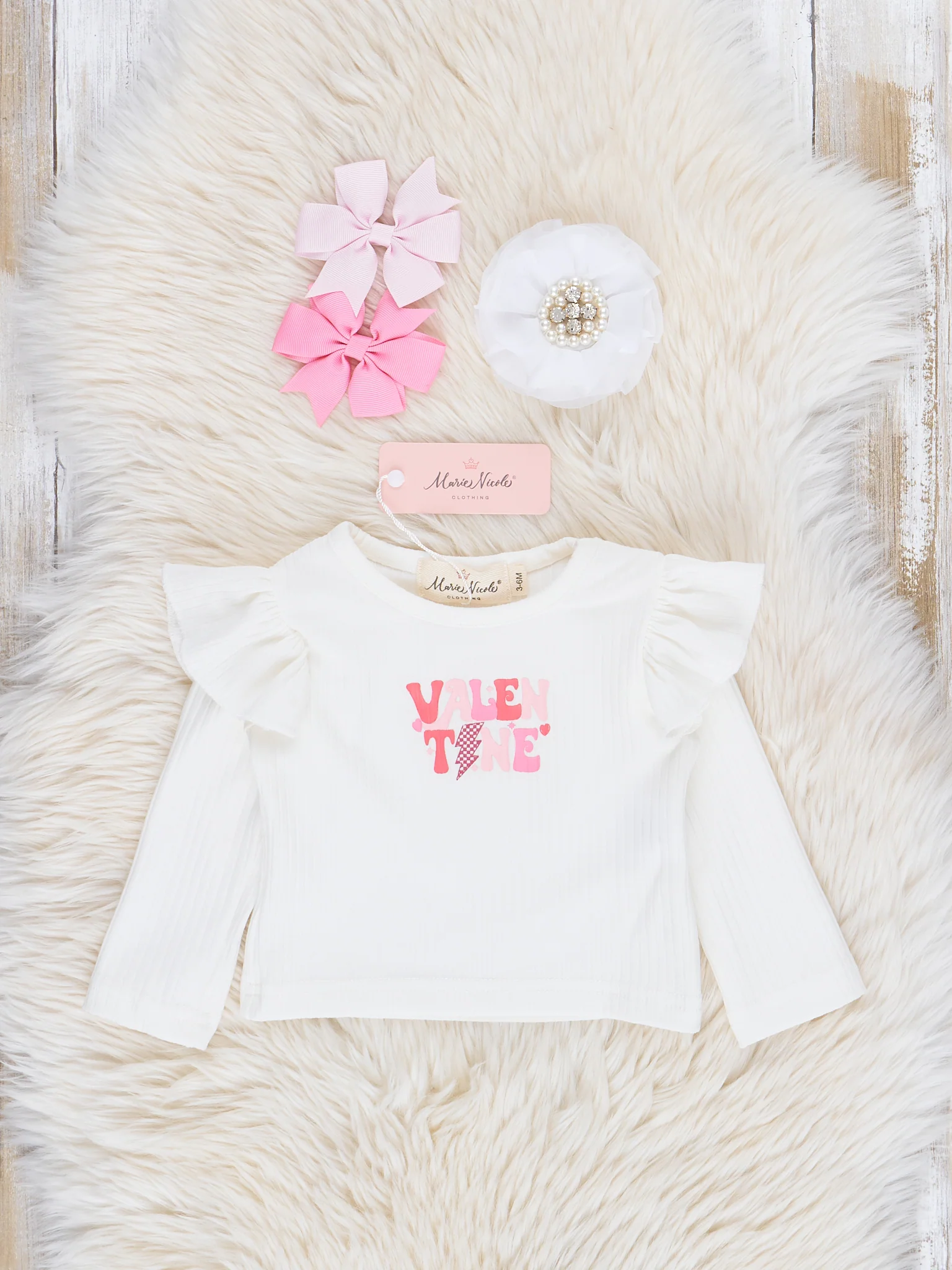 Pink Velvet Valentine Lightning Overalls Set - Image 2