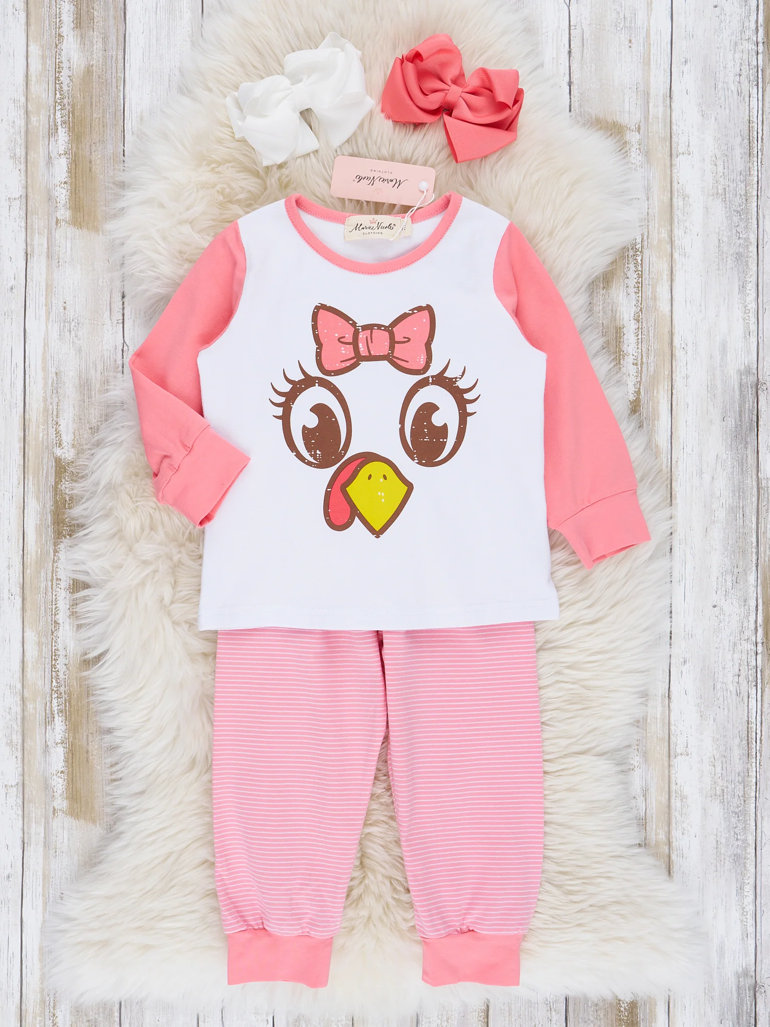 Pink & White Turkey Pajamas - Image 2