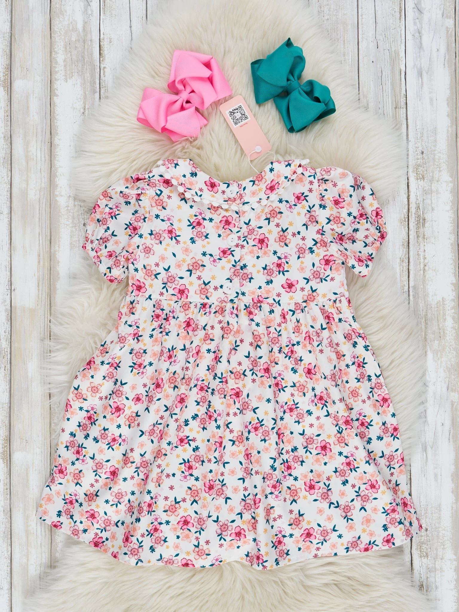 Pink & Yellow Ditsy Flower Smocked Dress - Image 2