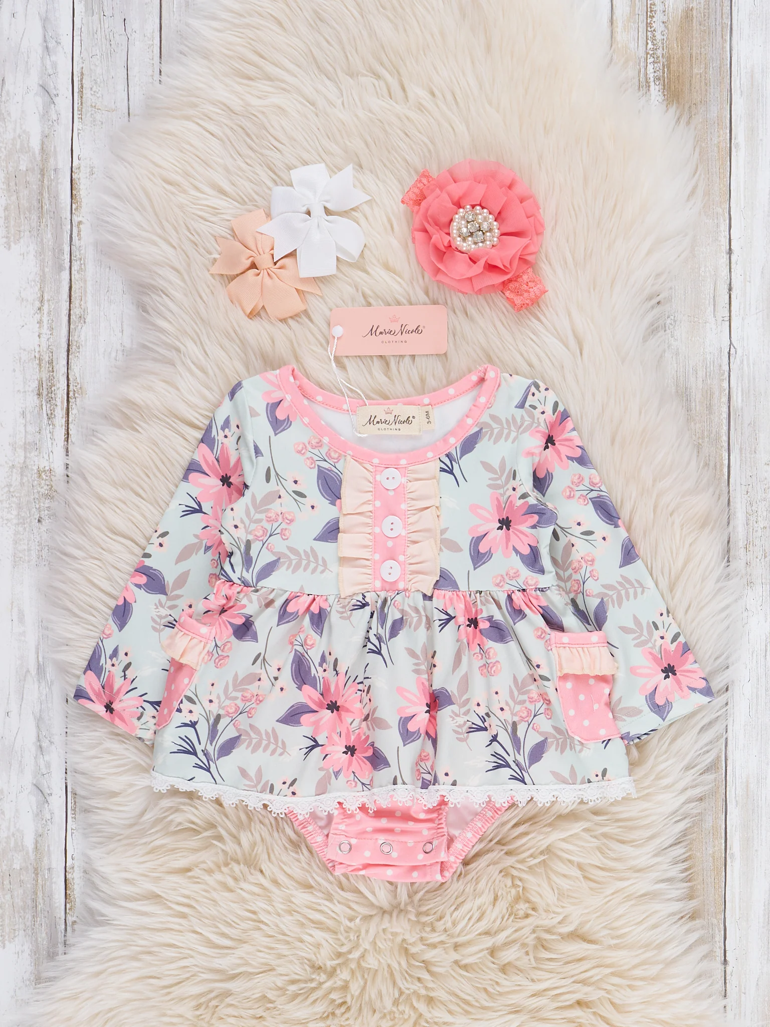 Pinky Blooms Bubble Romper