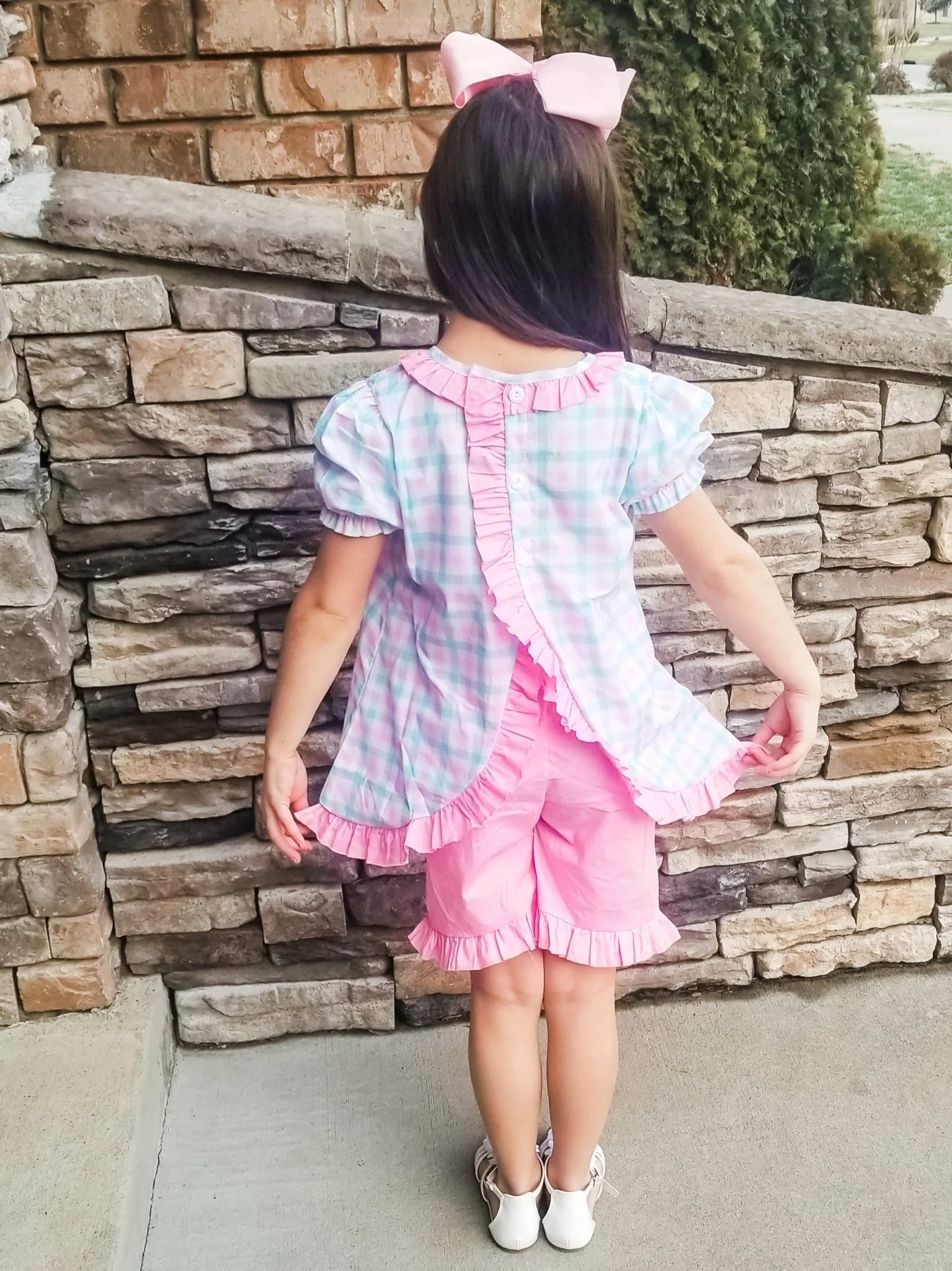Pinky Check Bunny Ruffle Outfit - Image 5