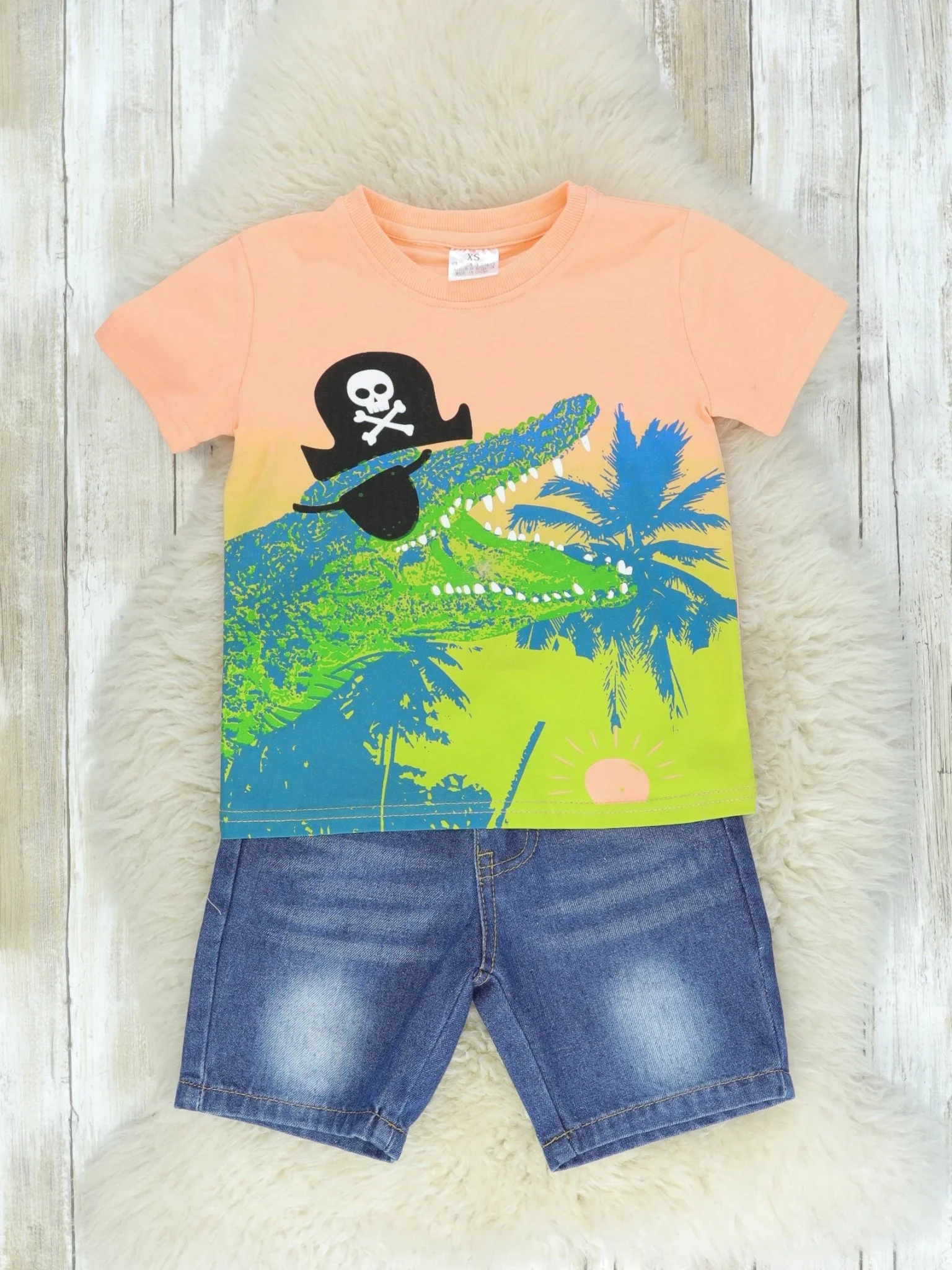 Pirate Alligator Shirt & Denim Shorts Outfit
