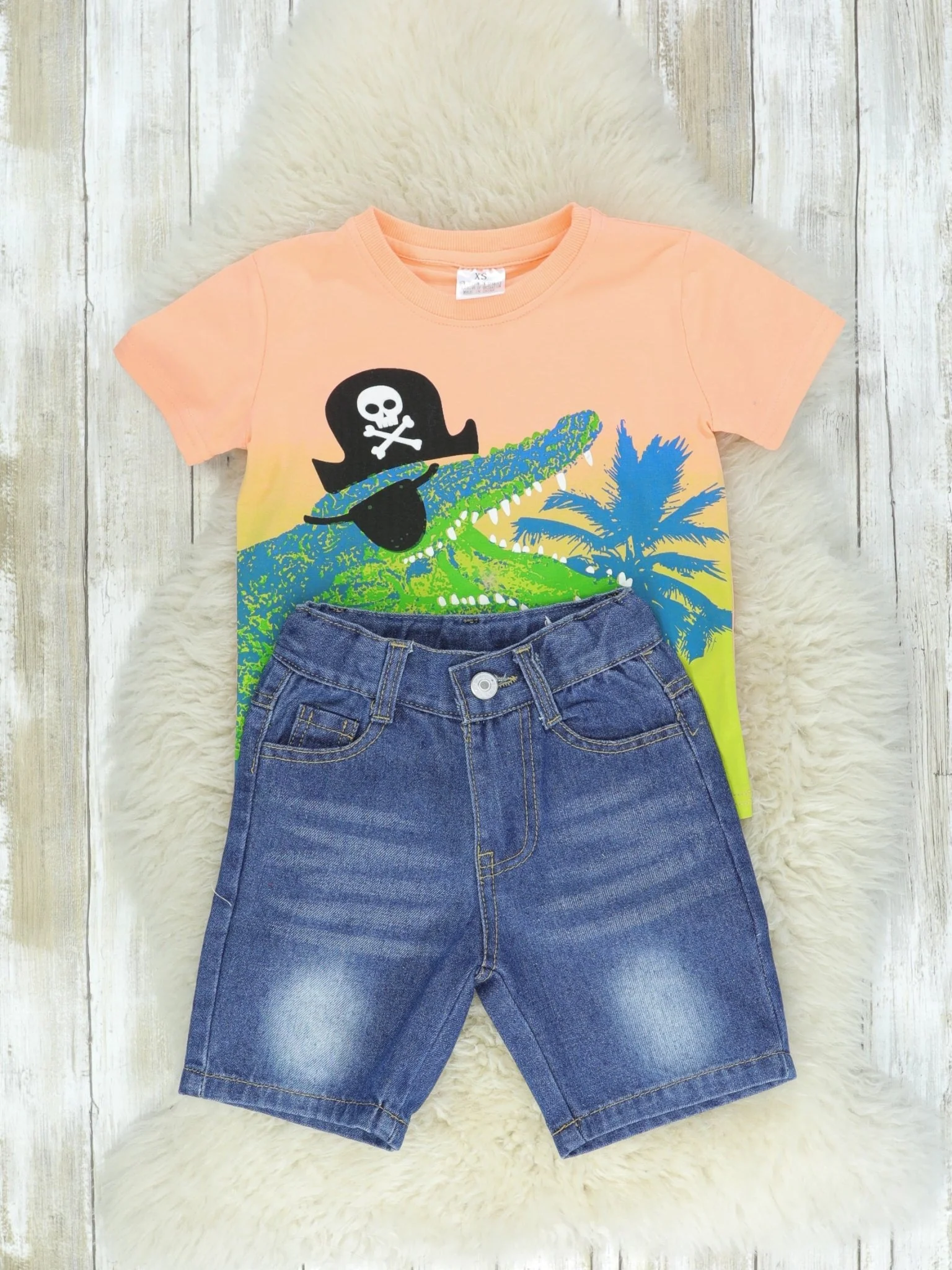 Pirate Alligator Shirt & Denim Shorts Outfit - Image 2