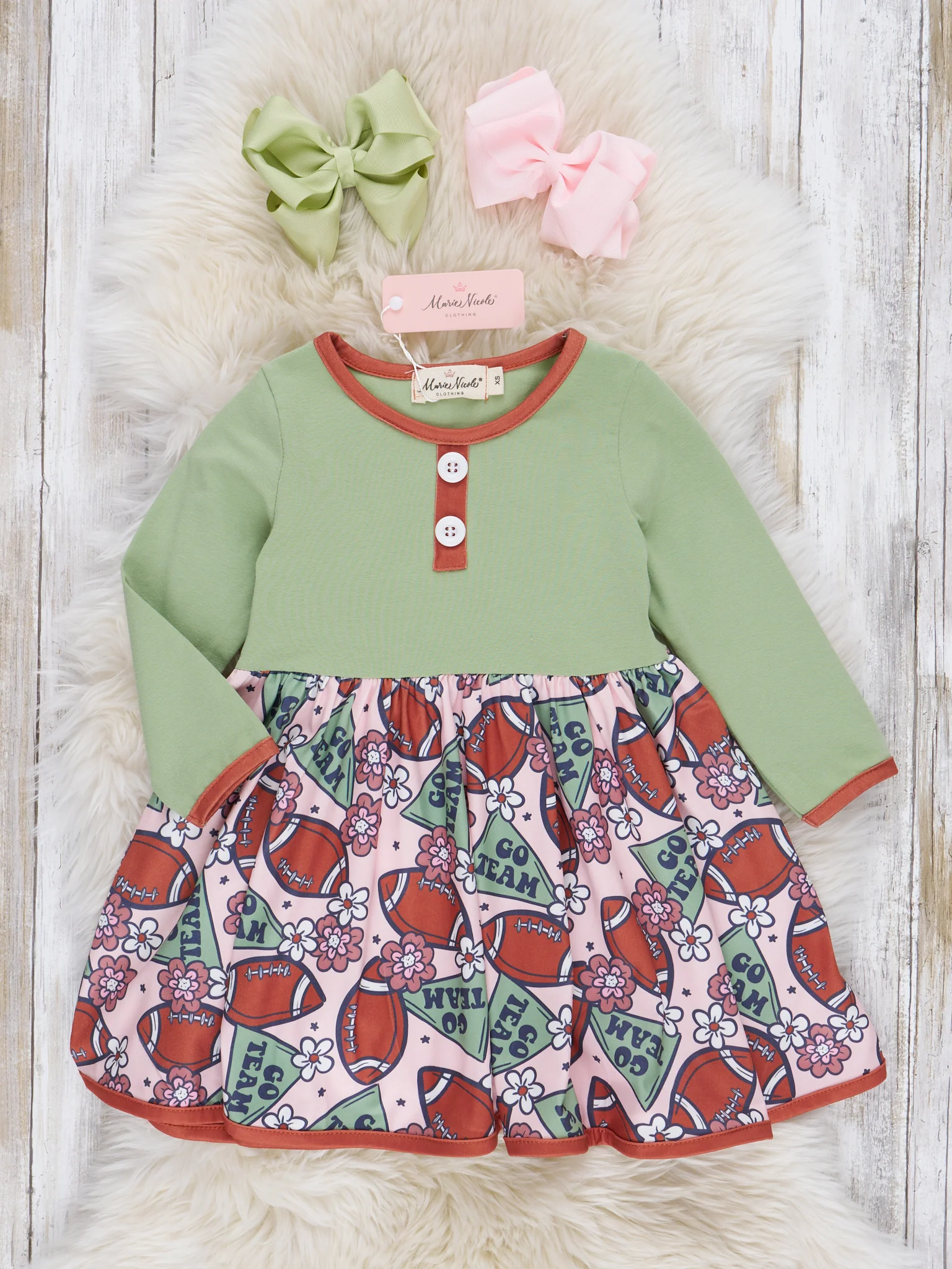Pistachio & Chocolate Trim Football Dress