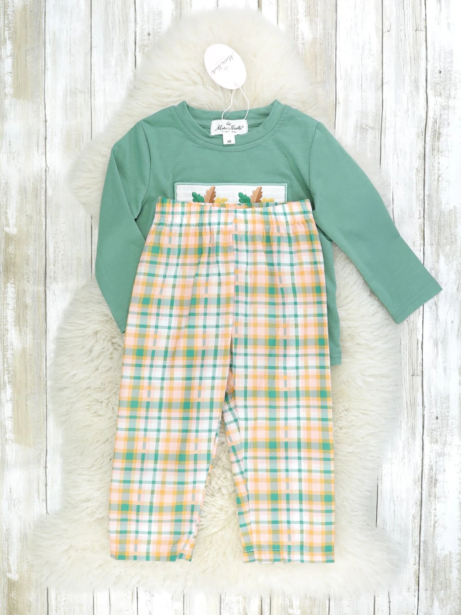Plaid Acorn Smocked Outfit - Image 2
