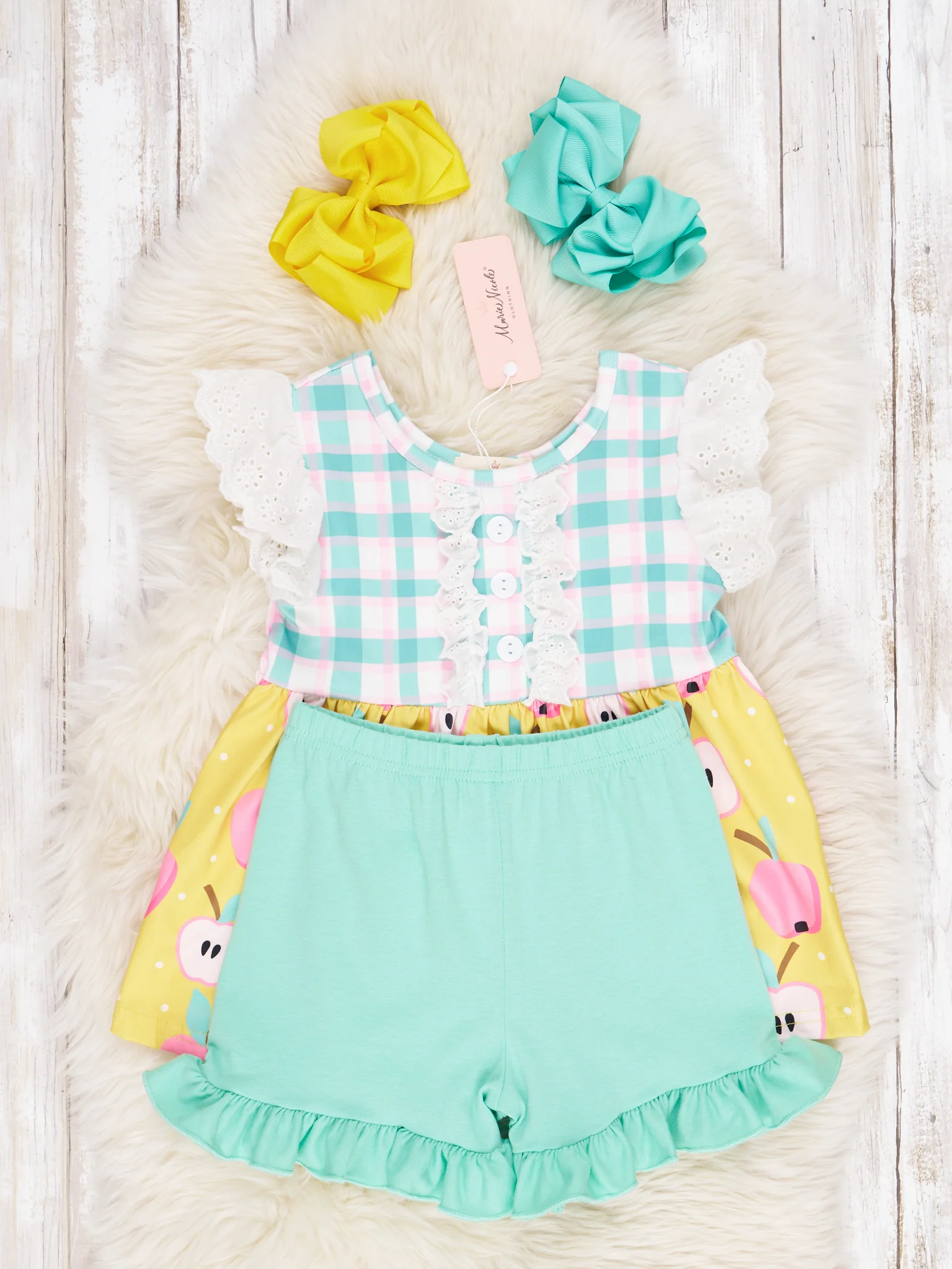 Plaid Apple Lace Ruffle Outfit - Image 2