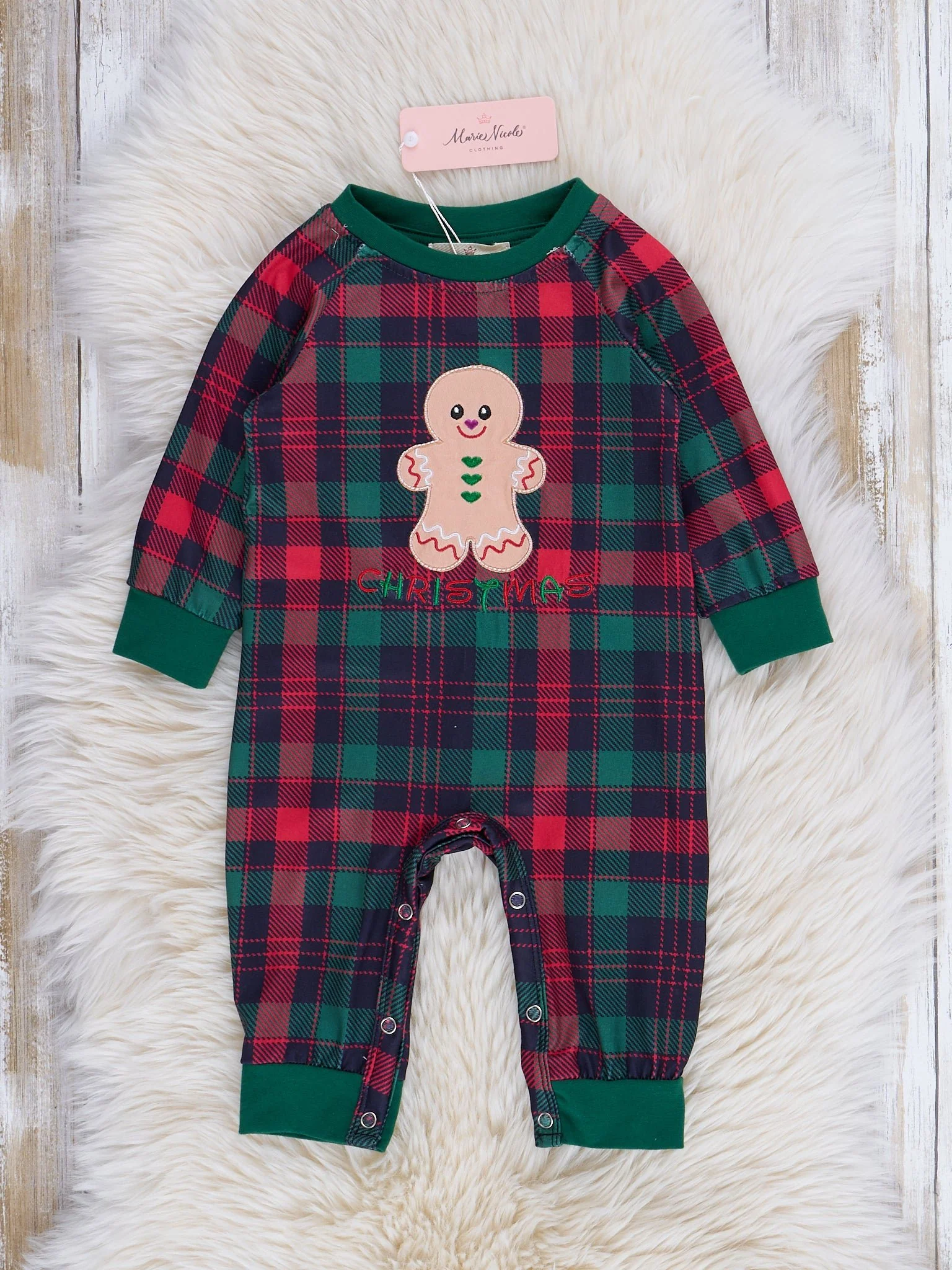 Plaid Embroidered Gingerbread Romper
