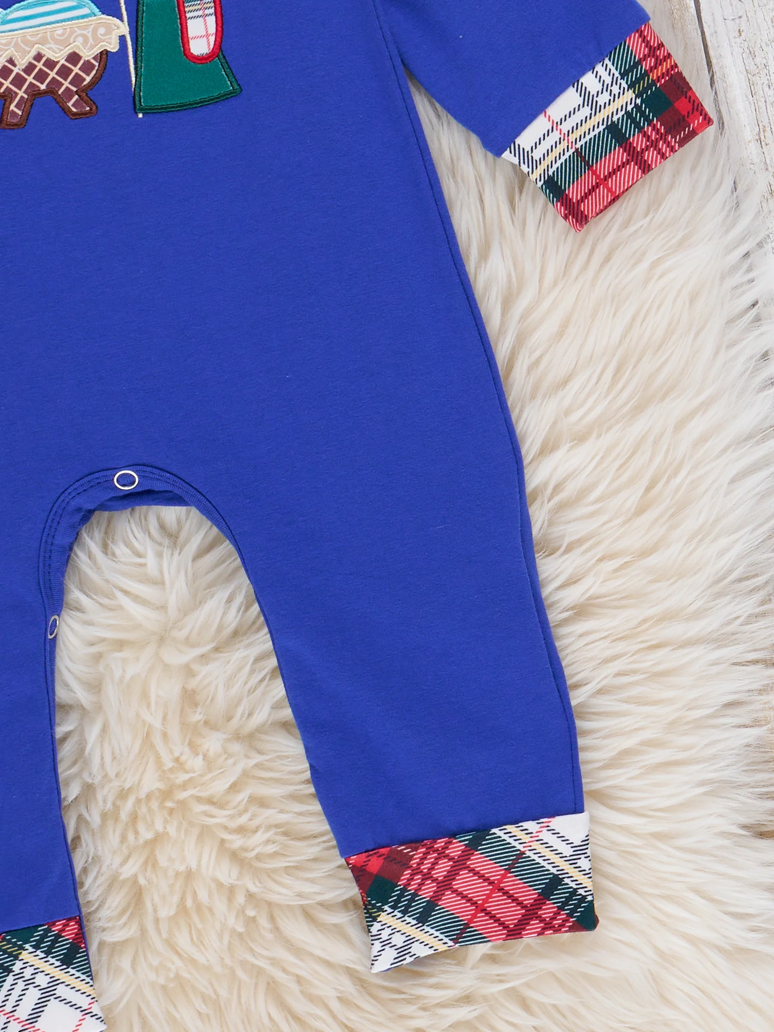 Plaid Embroidered Nativity Romper - Image 3