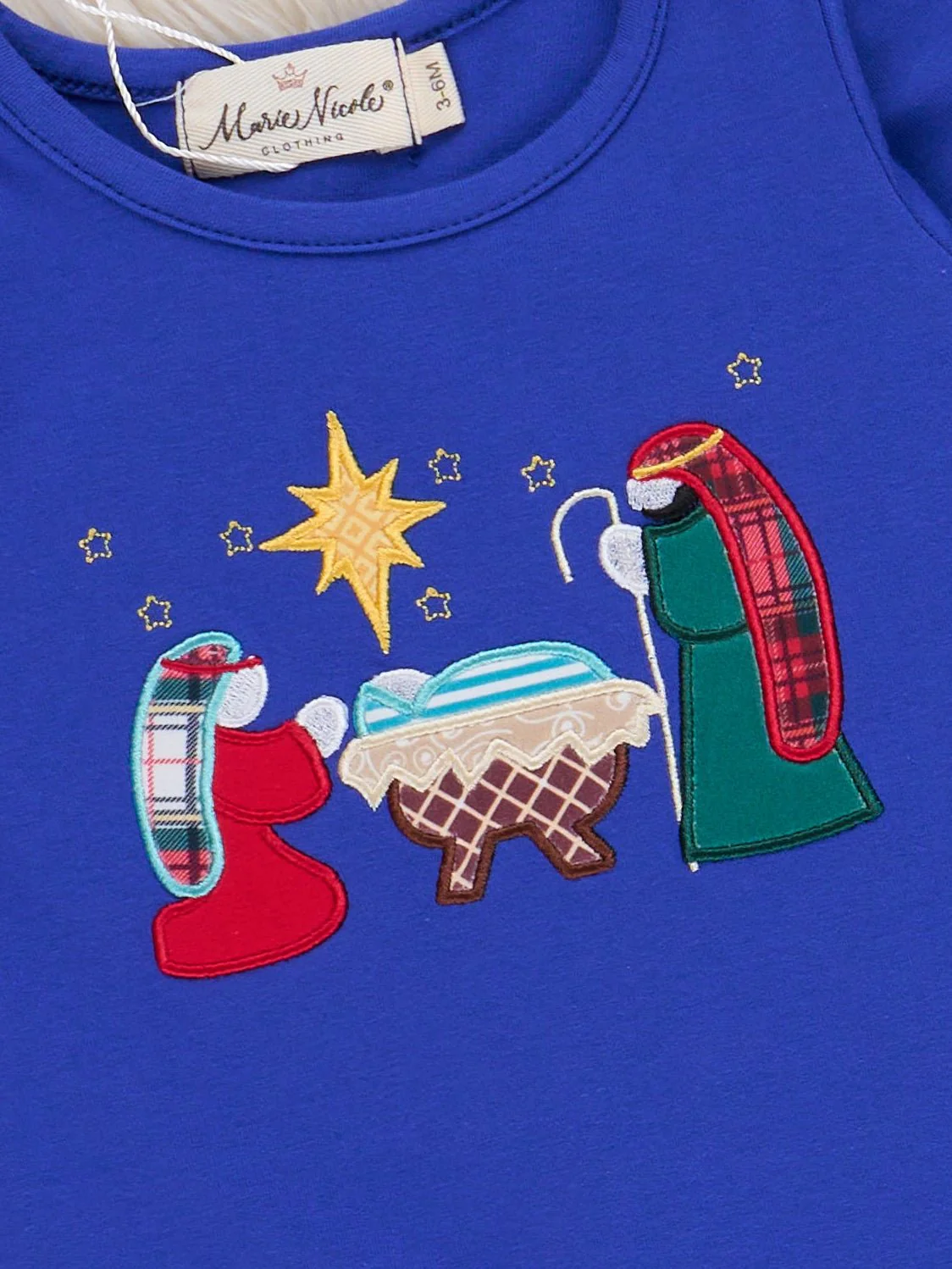 Plaid Embroidered Nativity Ruffle Romper - Image 2